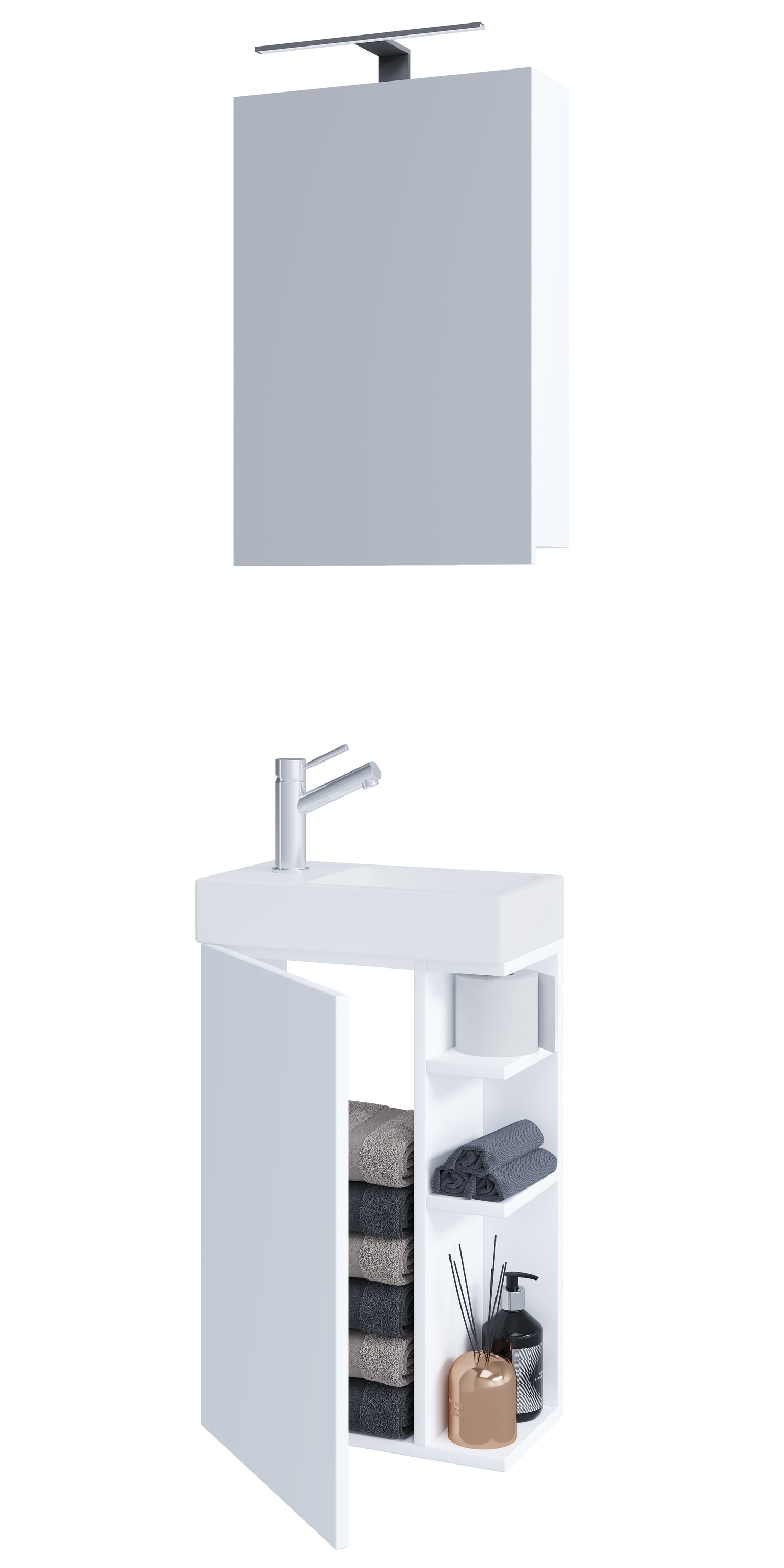 VCM Waschtisch "2-tlg Gäste WC Bad Waschtisch Lumia Spiegelschrank" 3 Stk. tlg.