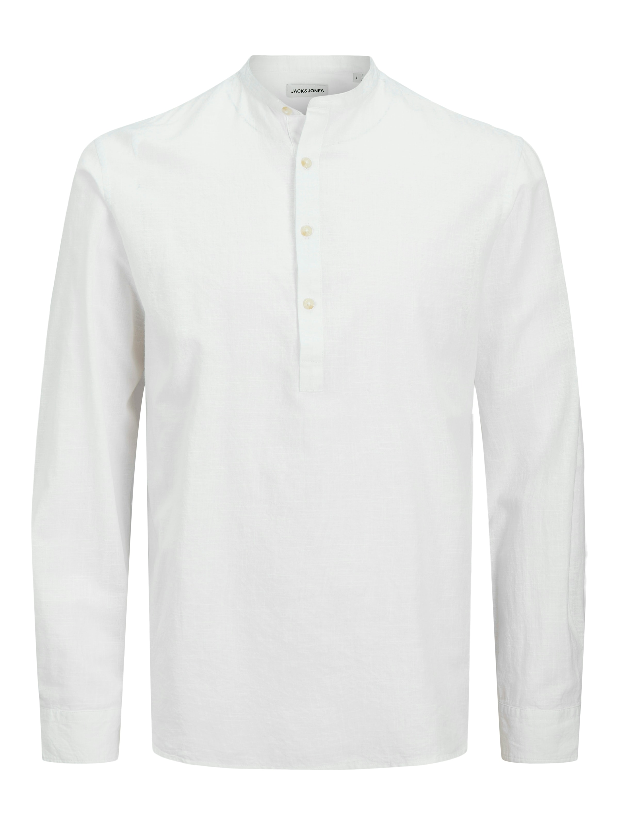 Jack & Jones Langarmhemd »JJESUMMER HALF PLACKET SHIRT LS SN«, mit Bandkragen