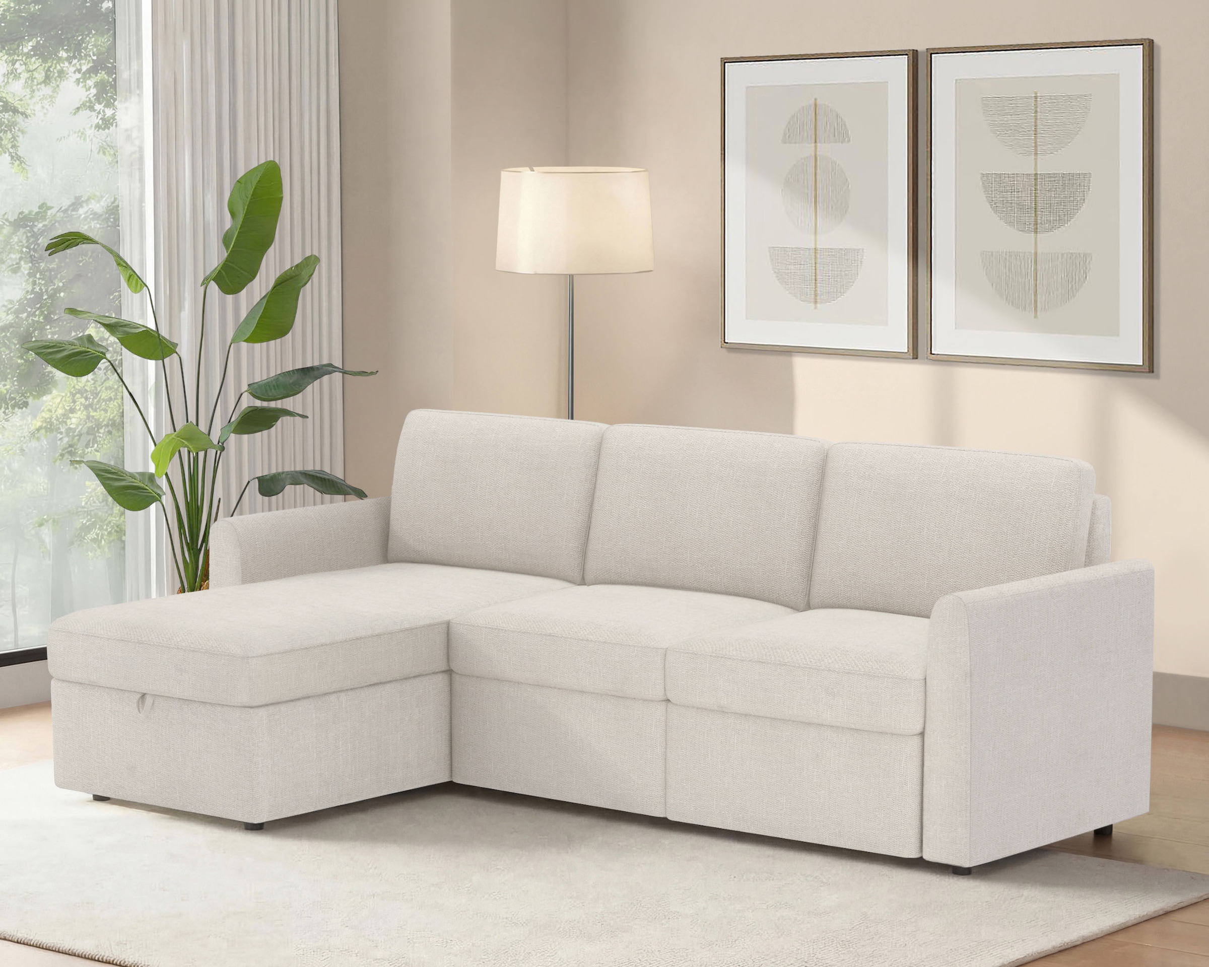 Dorel Home Ecksofa »NORDHUS, L-Form, 200 cm, Recamiere rechts/links montierbar« mit Stauraum, feiner Webstoff-Bezug