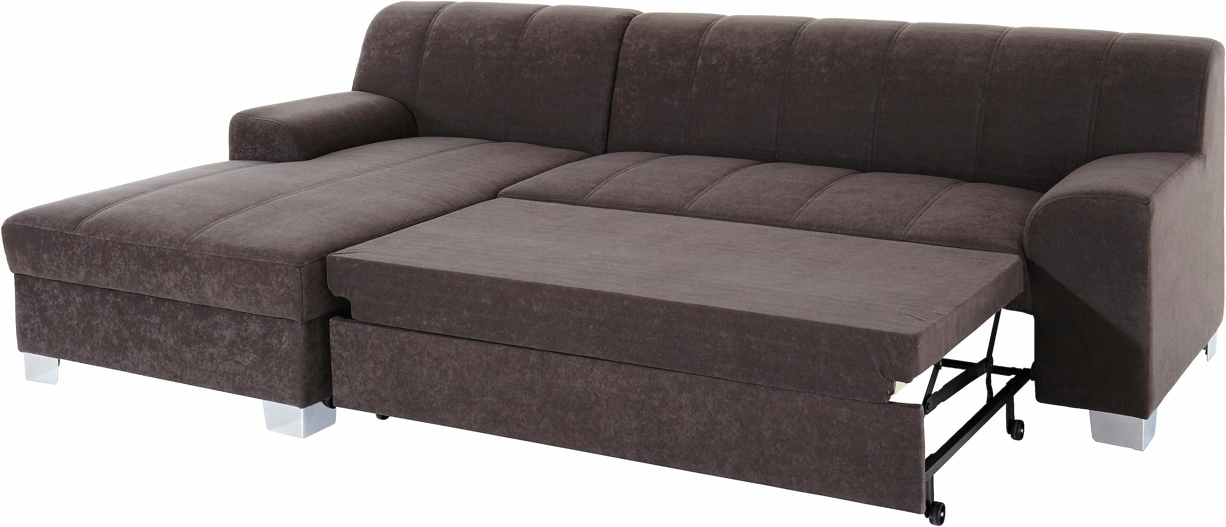INOSIGN Ecksofa »Turah incl. Zierkissen, moderne Steppung, auch in Leder«, wahlweise mit Bettfunktion, Schlafsofa, B/T/H: 239/152/75 cm, L-Form