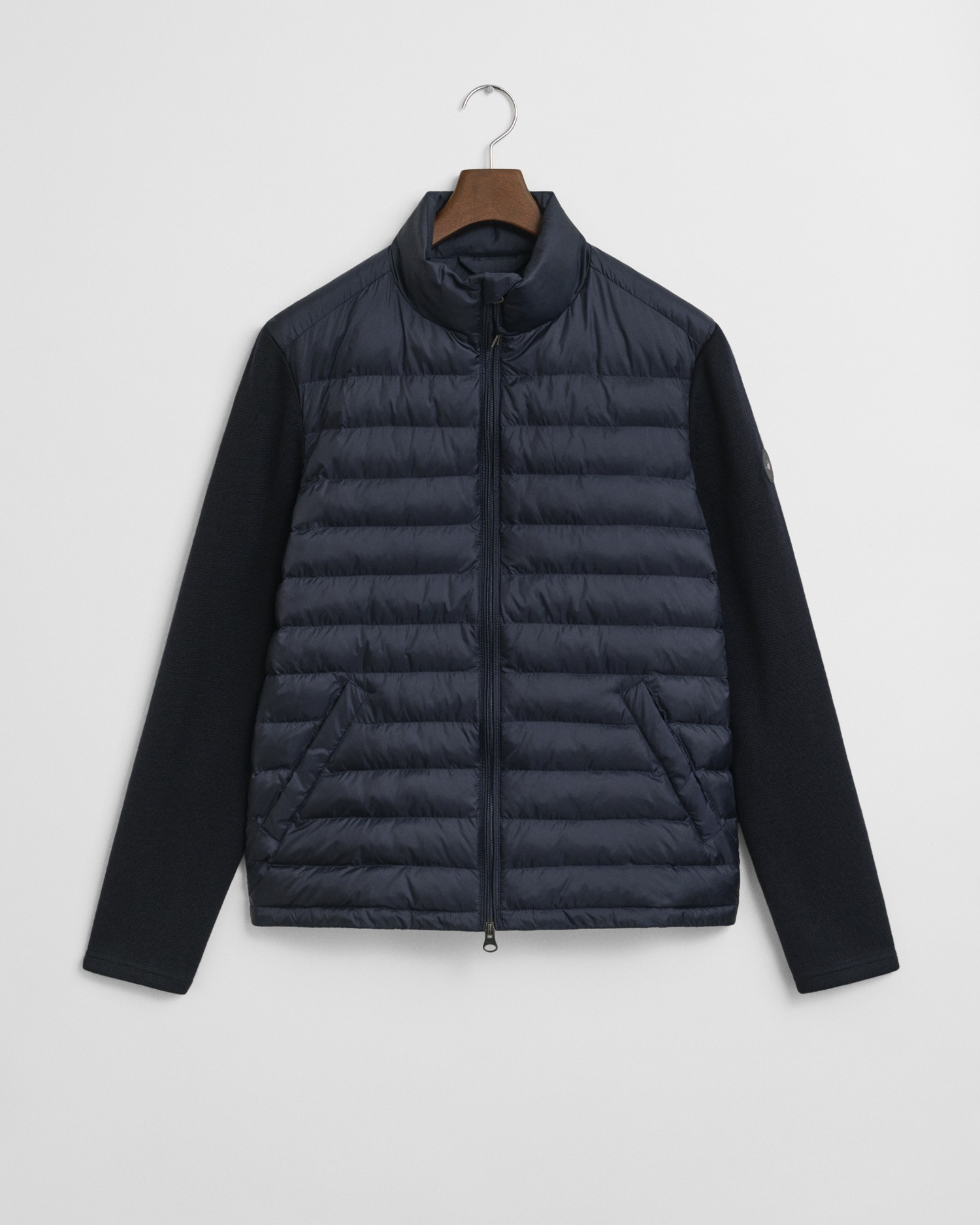 Gant, Herren, Steppjacke »MIXED MEDIA« Ärmel aus Strick, regular fit, Stehkragen, EVENING BLUE, XL, EVENING BLUE, Jacke von Gant