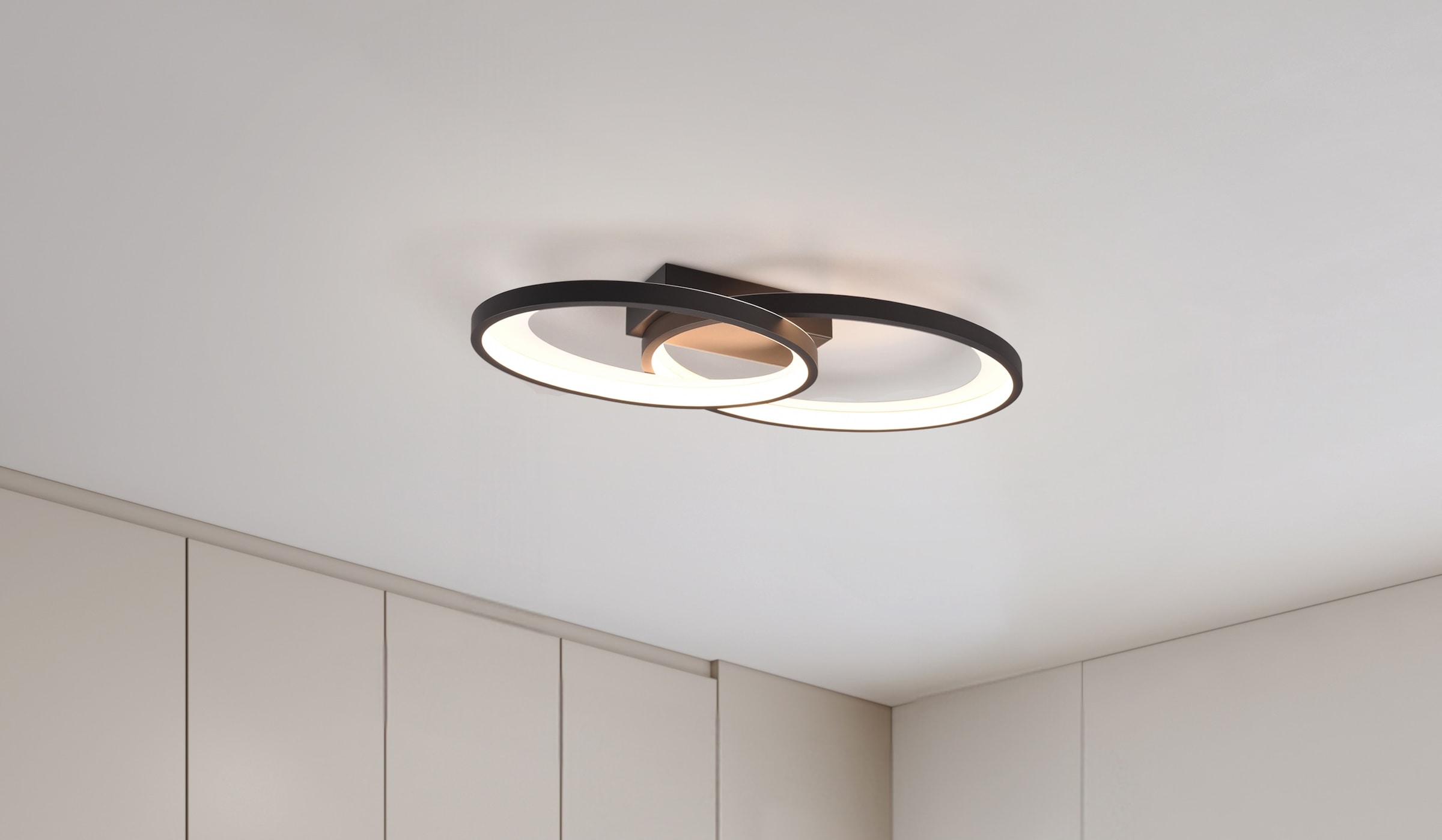 REALITY Leuchten LED Deckenleuchte »MALAGA, LED Deckenlampe warmweiß 25W 2900 Lumen auch Wandmontage mögl.«, 1 flammig, Leuchtmittel LED-Board | LED fest integriert, indirektes Licht, 57x30cm, Wand- Deckenleuchte Schlafzimmer Wohnzimmer