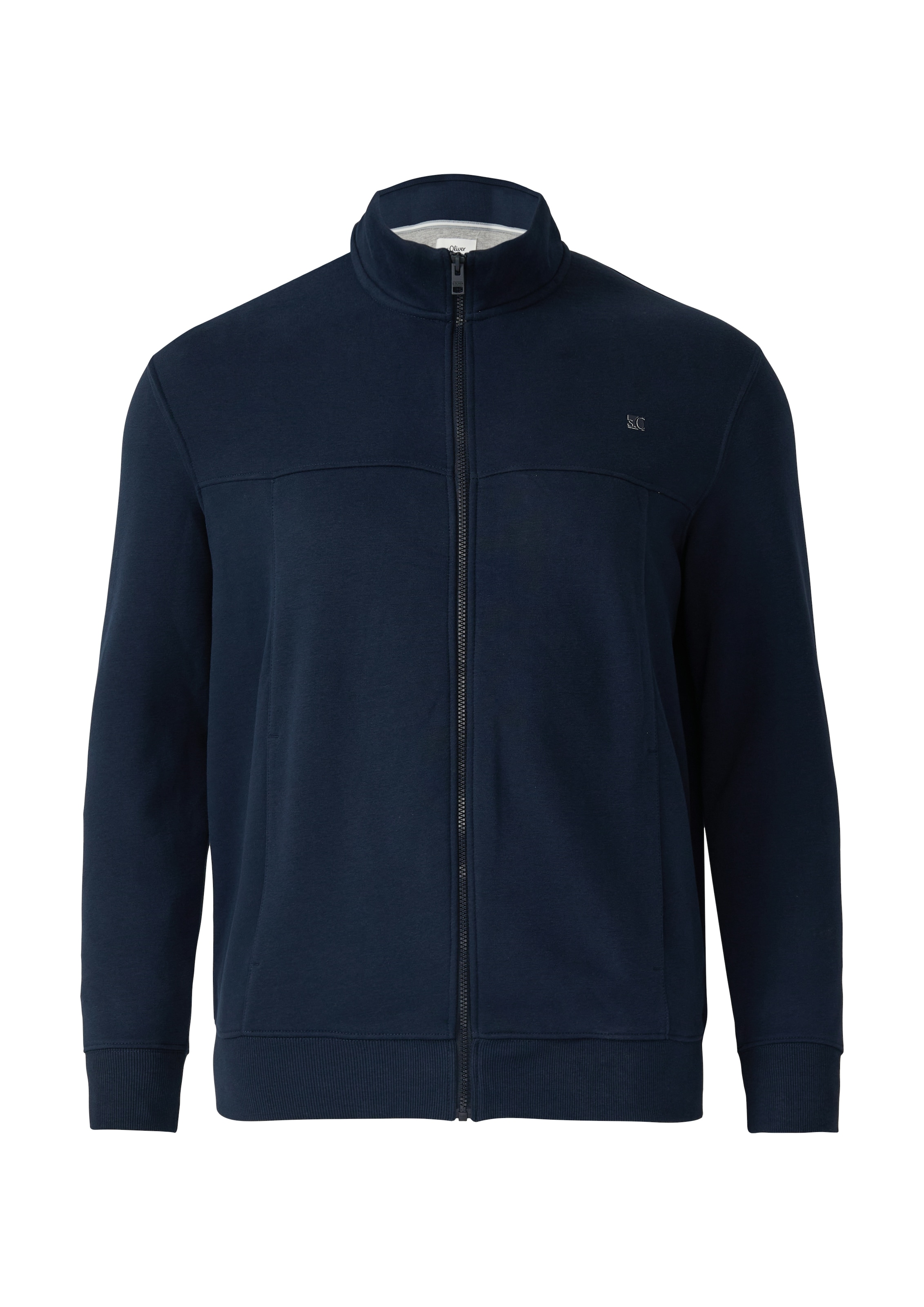 s.Oliver Men Big Sizes Sweatjacke mit Reißverschluss und Stehkragen