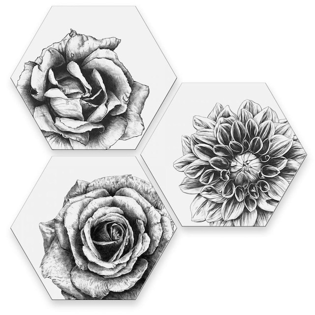 Wall-Art Mehrteilige Bilder »Blumen Collage Floral Deko«, (Set, 3 St.) auf  Raten bestellen