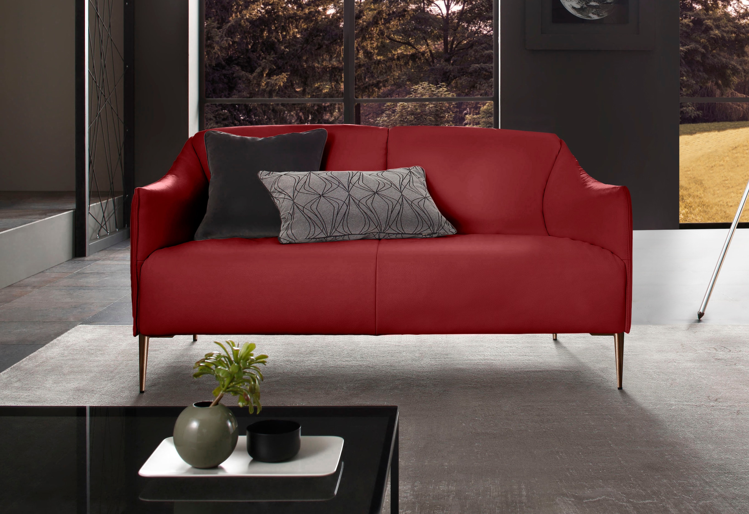 W.SCHILLIG 2-Sitzer »sally Design-Sofa, Loungsofa, bequem, schmale Armlehnen, Breite 154cm« mit Metallfüßen in Bronze pulverbeschichtet, Breite 154 cm