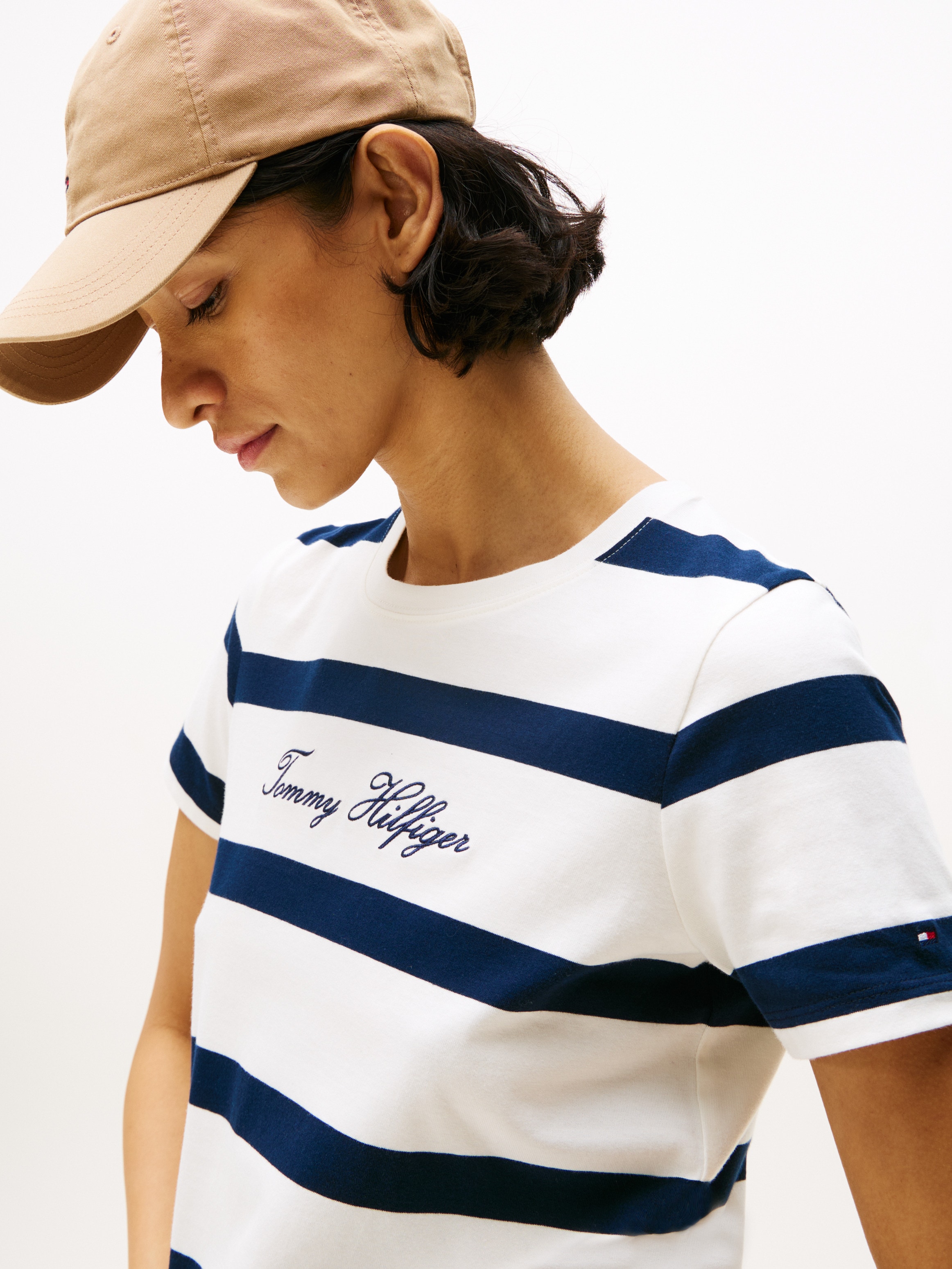 Tommy Hilfiger Kurzarmshirt »SCRIPT REG C-NK SS T-SHIRT« Baumwolle