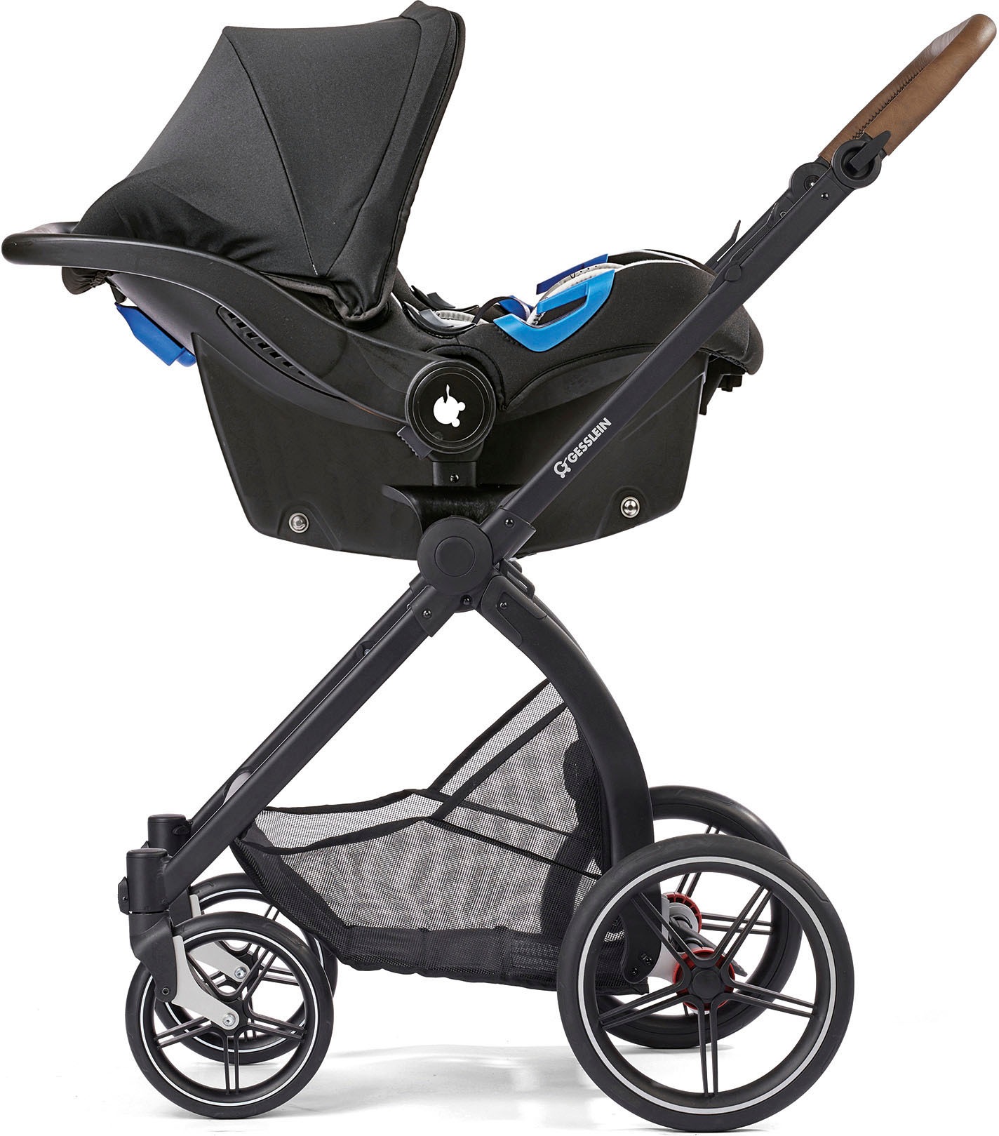 Gesslein Kombi-Kinderwagen »FX4 Soft+ mit Aufsatz Classic schwarz/schwarz, steingrau«, mit Babywanne Cx3 und Babyschalenadapter