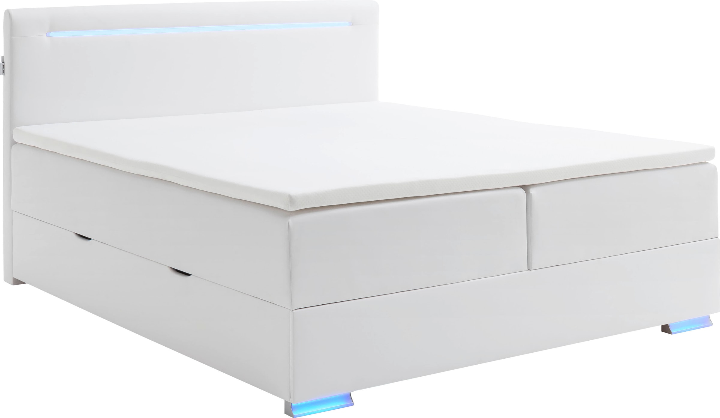 meise.möbel Boxspringbett »Las Vegas«, Füße und Kopfteil mit LED-Beleuchtung, mit Bettkasten und Topper