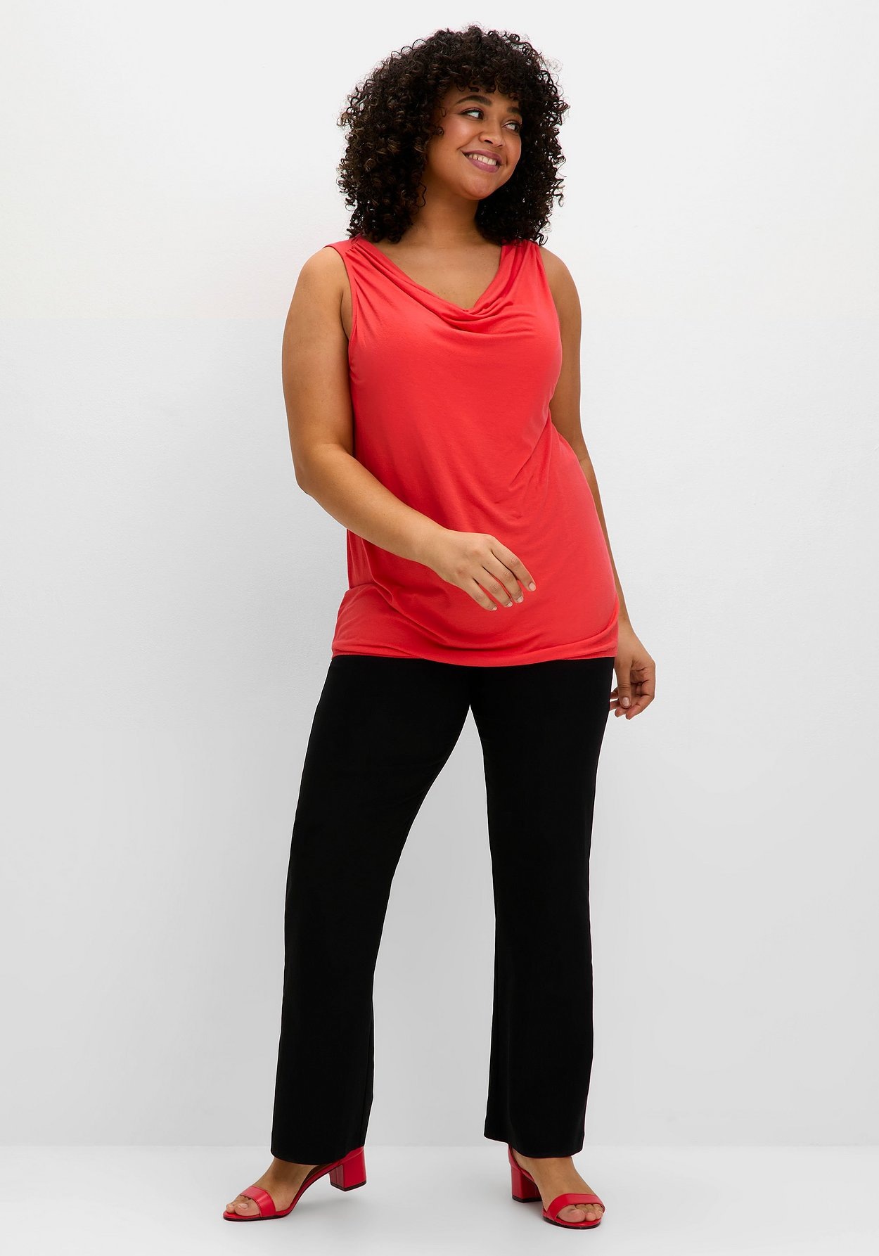 Sheego Tanktop »Top mit Wasserfallkragen und Gummibund«
