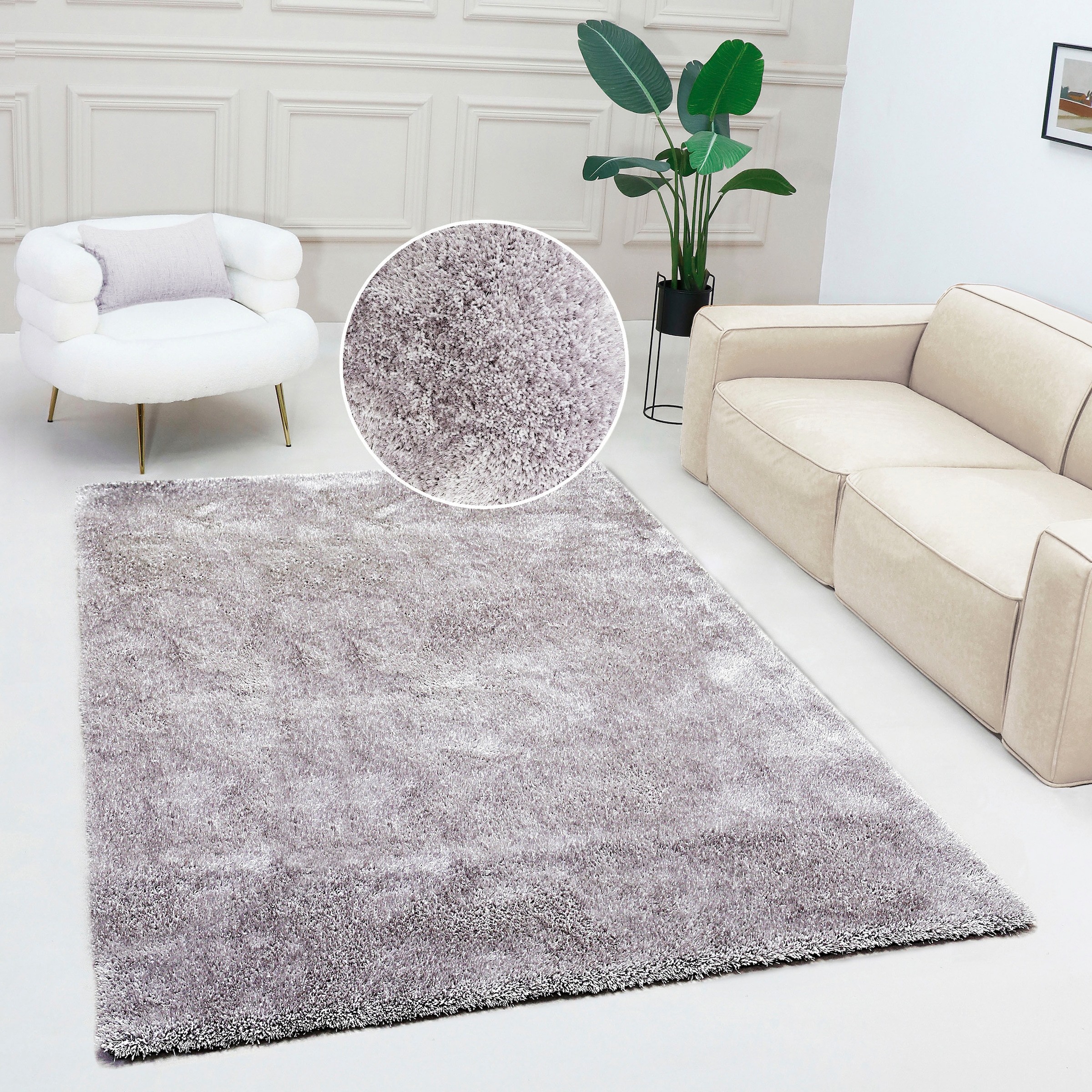 Bruno Banani Teppich »Dana Teppich, besonders weich und kuschelig, Kundenliebling«, rechteckig, 30 mm Höhe, uni, Mikrofaser Teppiche, Wohnzimmer, Schlafzimmer, Esszimmer