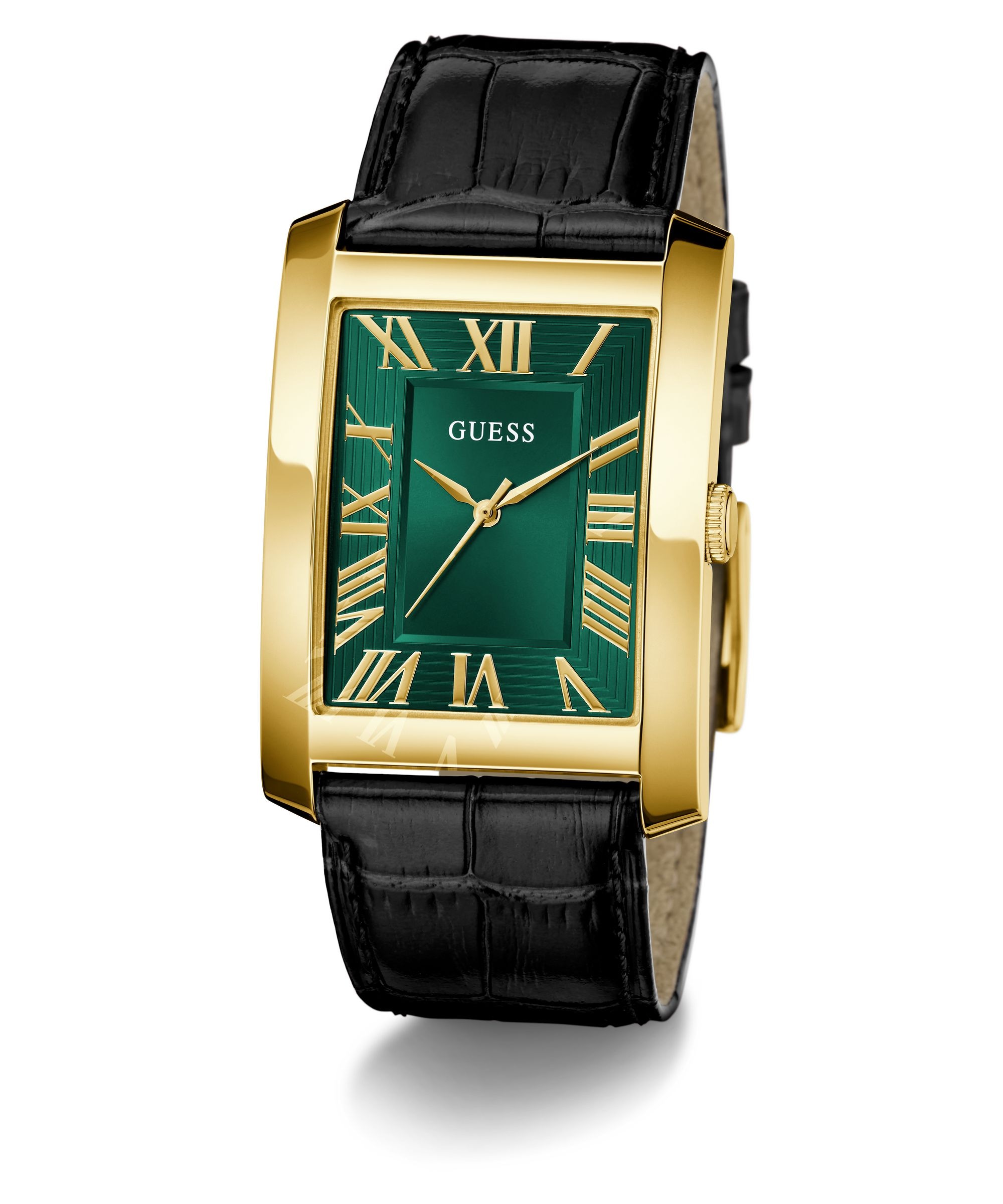 Guess Quarzuhr »GUESS-CLYDE« Armbanduhr, Herrenuhr, Lederarmband, analog