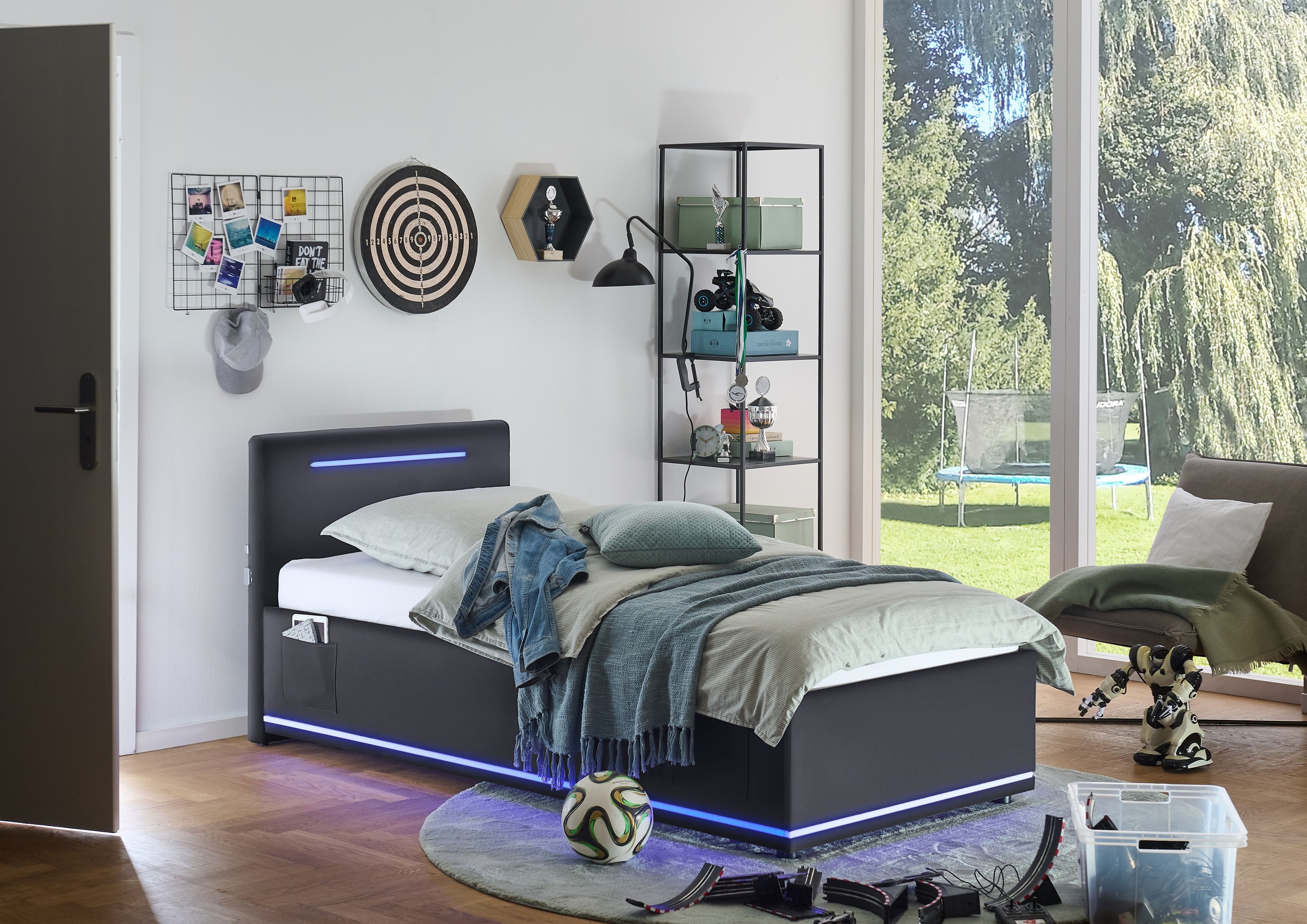 meise.möbel, Polsterbett »CIRCLE inkl. LED-Beleuchtung & USB-Anschluss, wahlweise mit Bettkasten« erhältlich in den Breiten 90cm, 120cm & 140cm, 