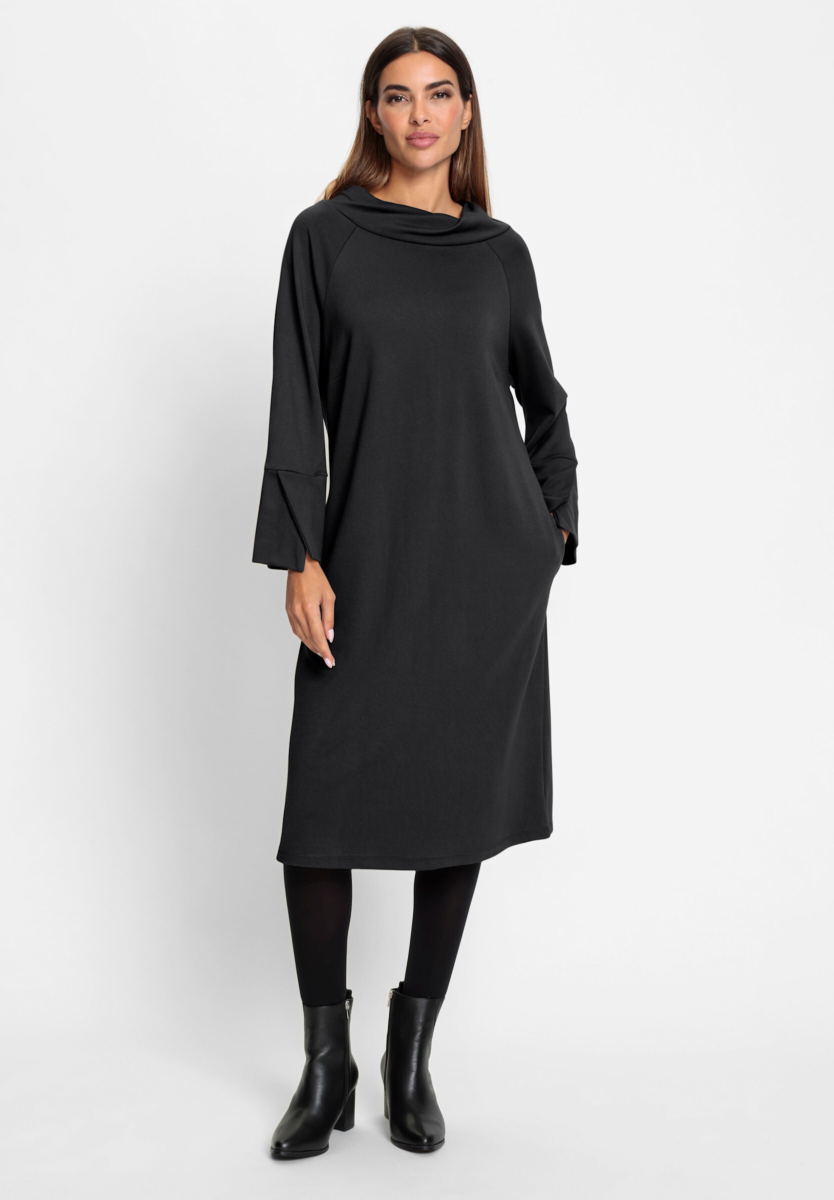 heine Druckkleid »Jersey-Kleid Jerseykleid mit weitem Stehkragen« Nahttasche