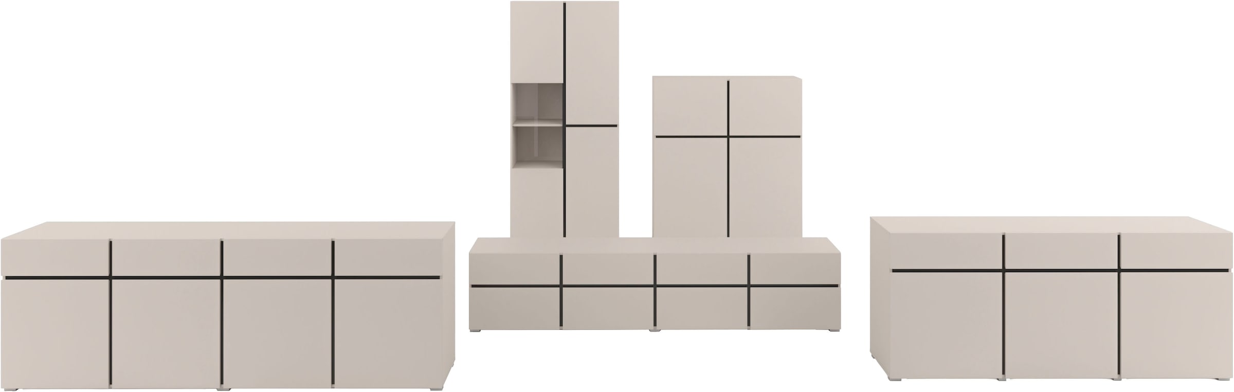 OTTO home Lowboard »Cross,Breite 225 cm, moderne grifflose TV-Kommode« TV-Schrank mit viel Stauraum, TV-Board