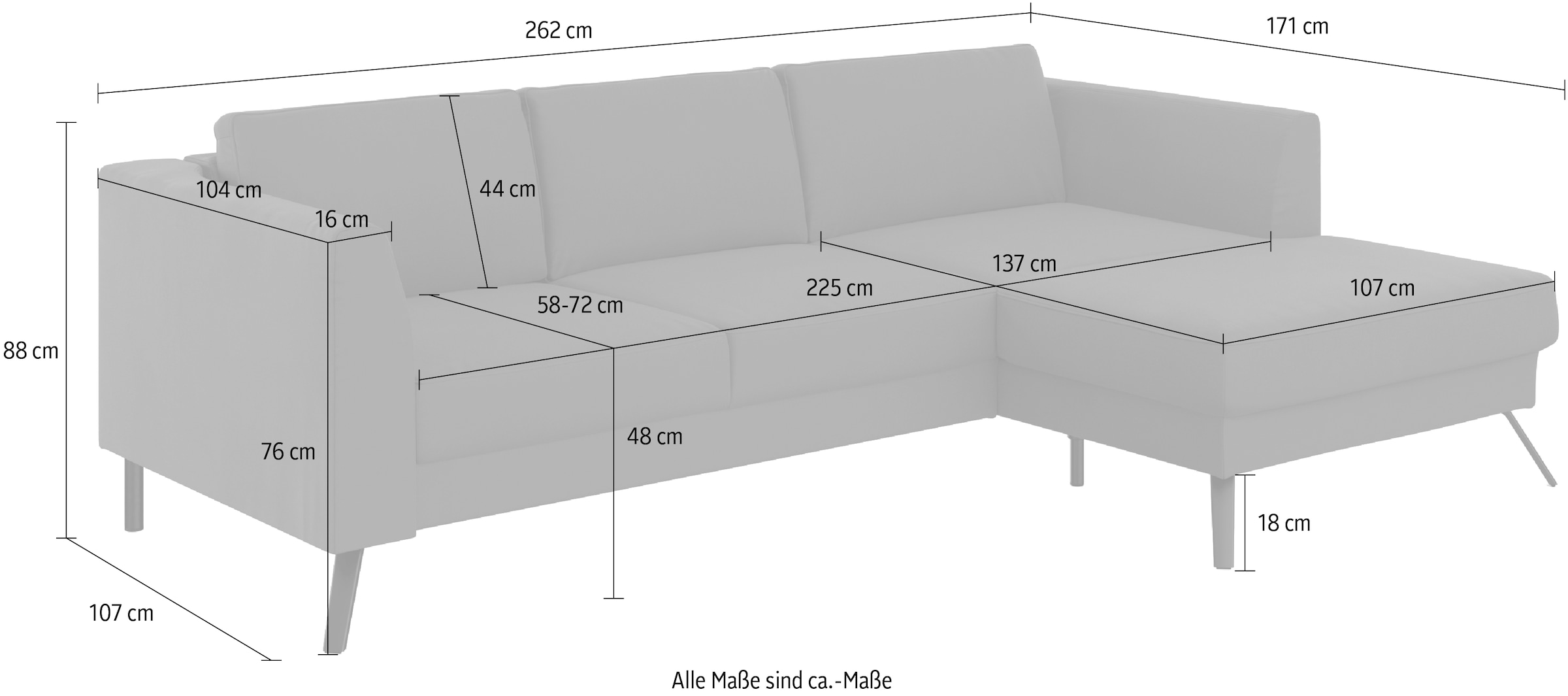 sit&more Ecksofa »Lindholm L-Form« mit Sitztiefenverstellung und Federkern