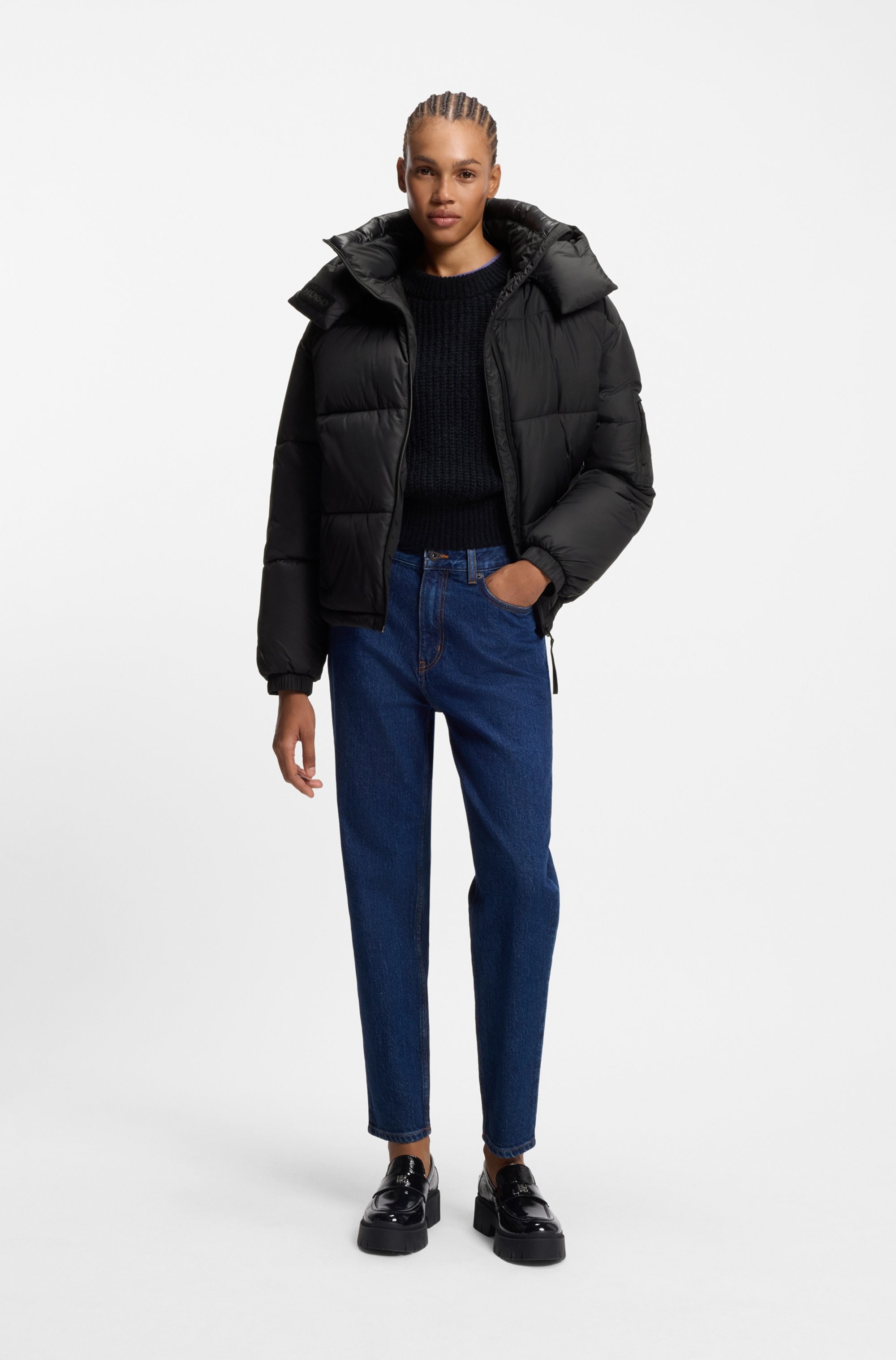 HUGO Blue Steppjacke »Farida« mit Kapuze im Relaxed Fit mit verkürzter Länge