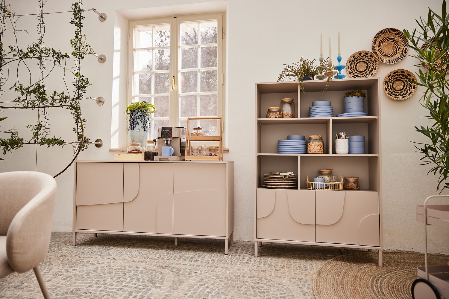 OTTO home Highboard »Stone« 3D-Design, Stauraum dekorativ & praktisch, Füße wählbar