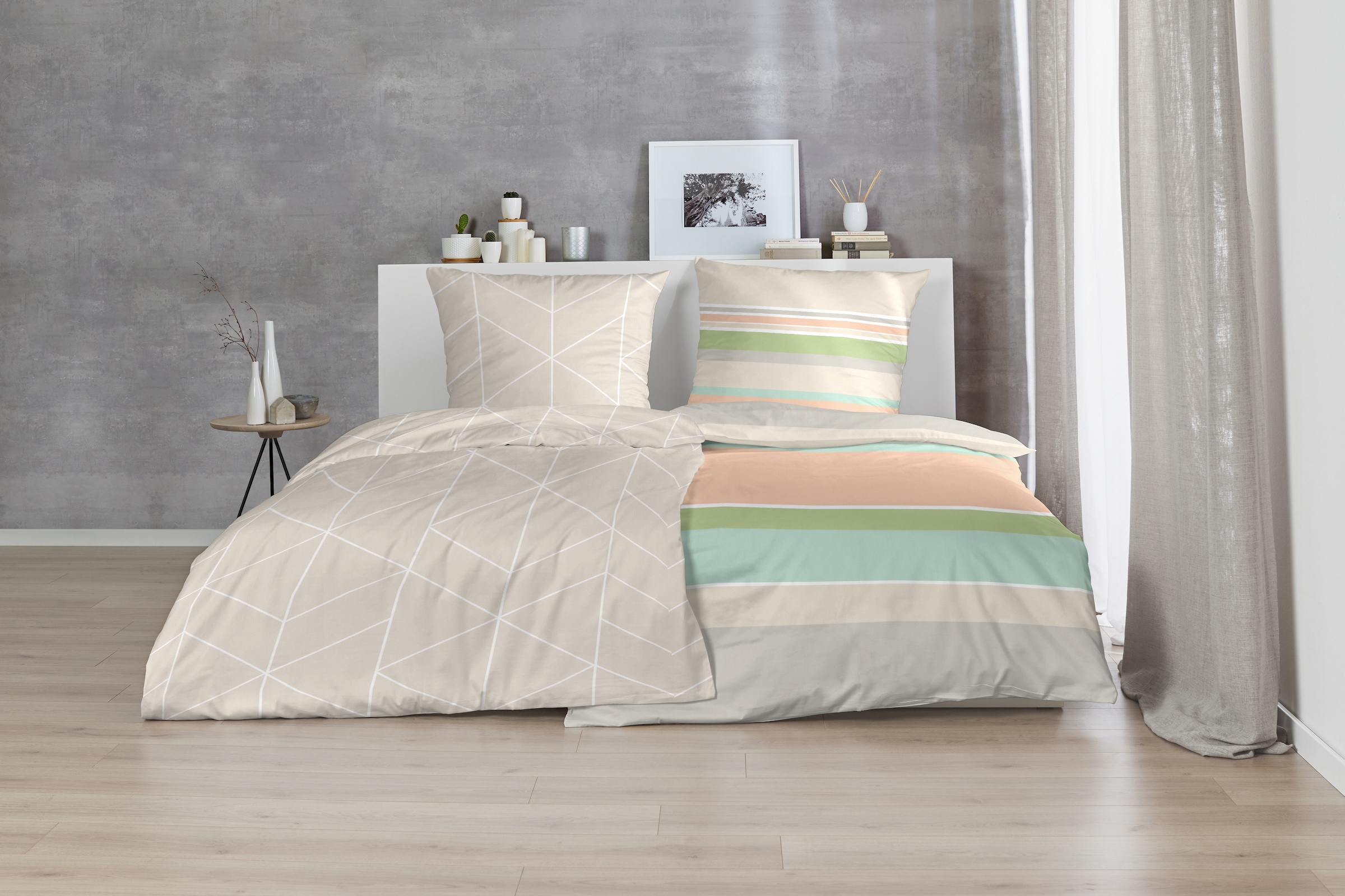 Primera Bettwäsche »Mako-Satin-Bettwäsche Golden« 2 Stk. mit denzenten Linien