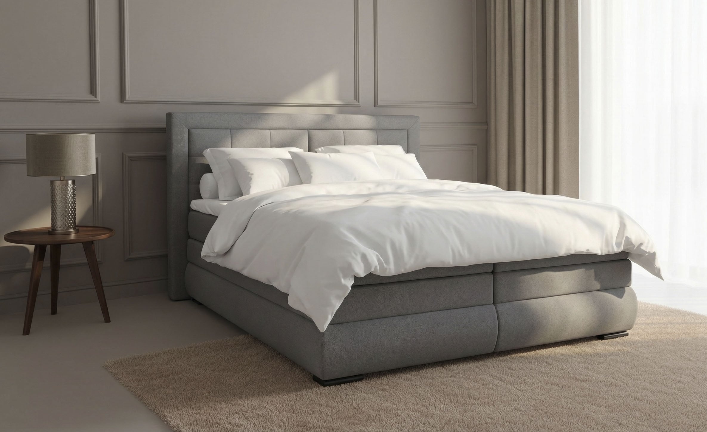 OTTO home Boxspringbett »MIVVA inkl. Bettkasten und Topper, Komfortliegehöhe: 67 cm« in H3, H4 oder Hmix H3/H4, wahlweise mit oder ohne LED-Leuchten