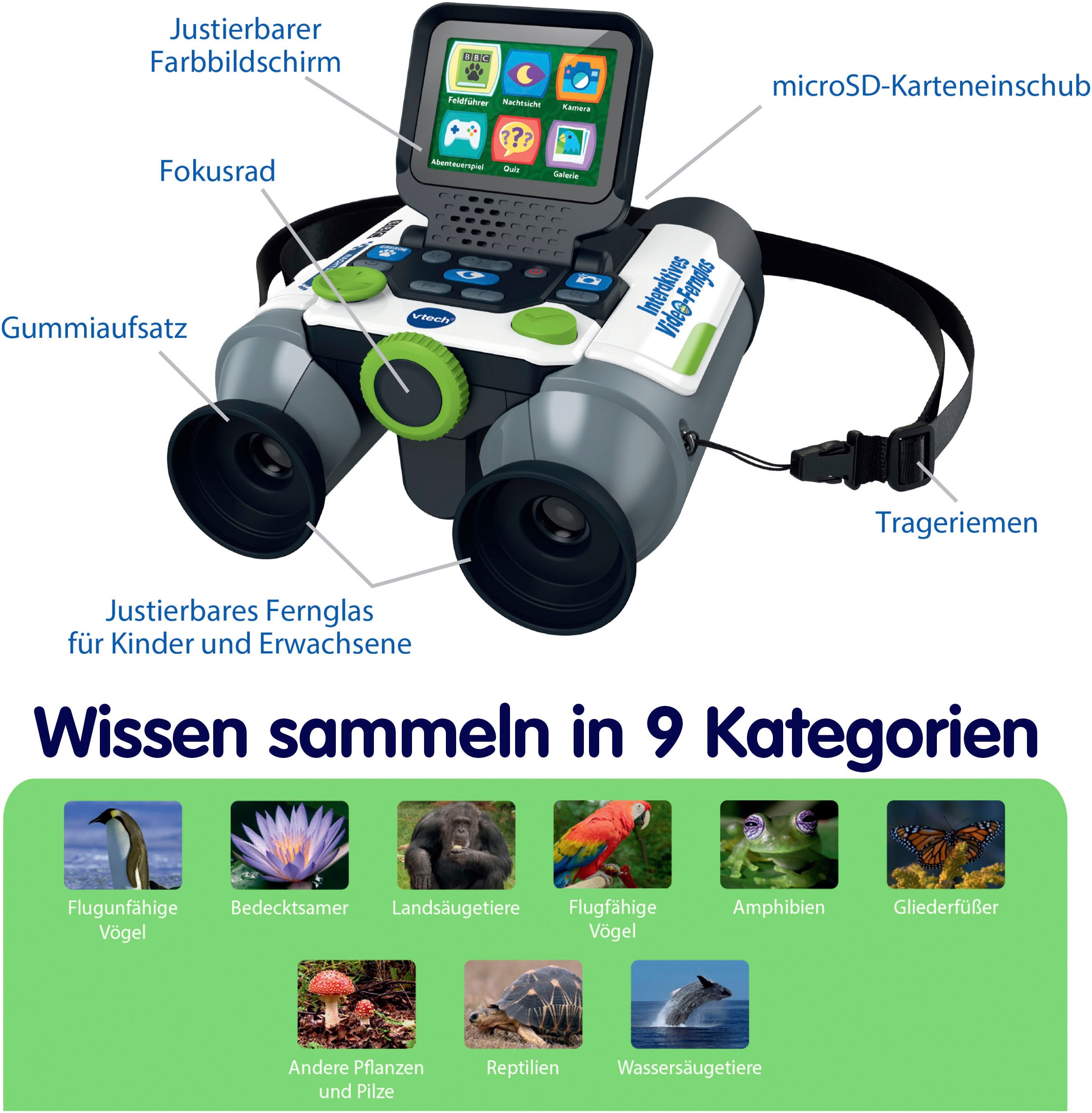 Vtech® Kinderfernglas »Interaktives Video-Fernglas«, mit integrierter Kamera und LCD-Bildschirm