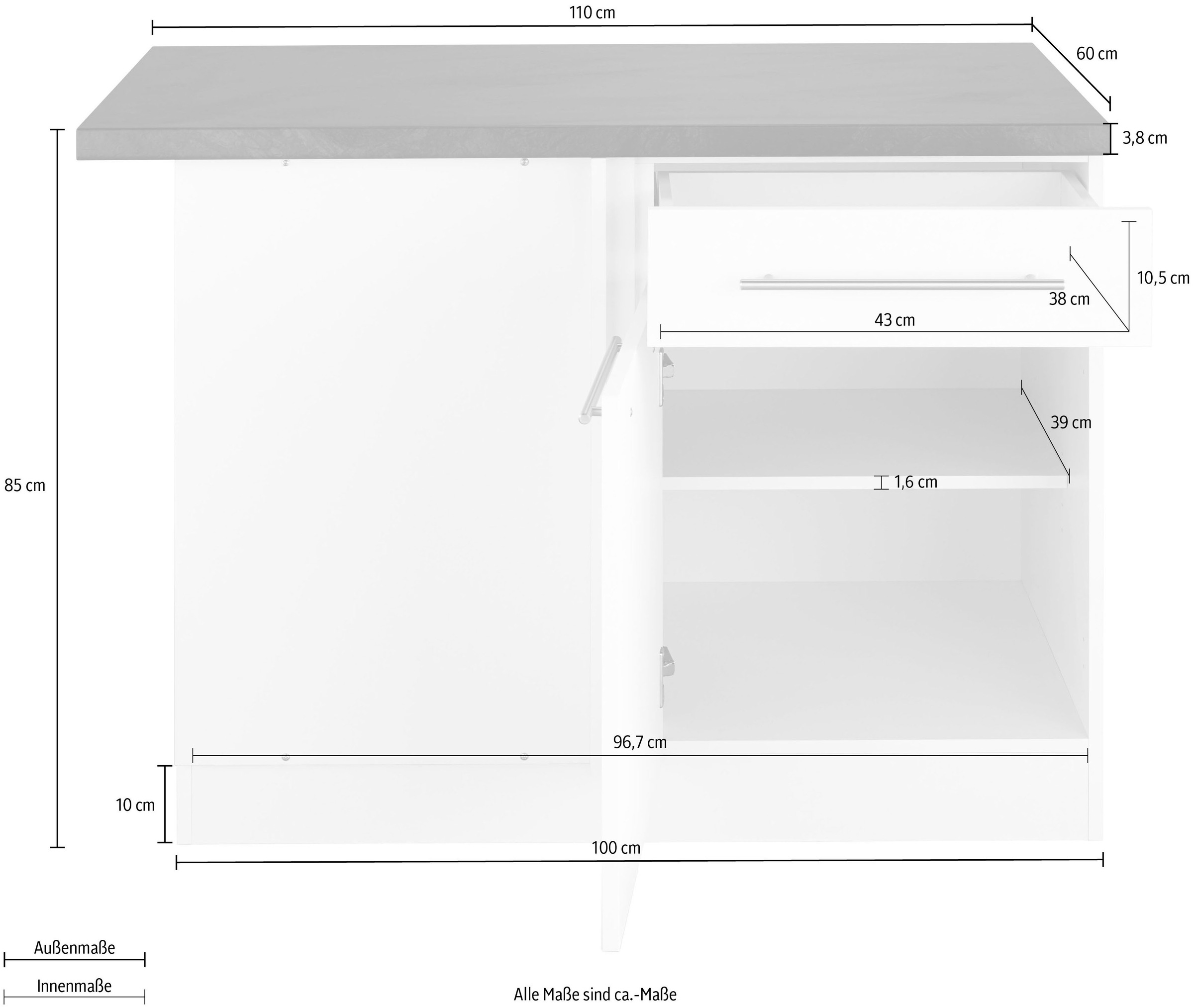 wiho Küchen Eckunterschrank »Unna« 110 cm breit