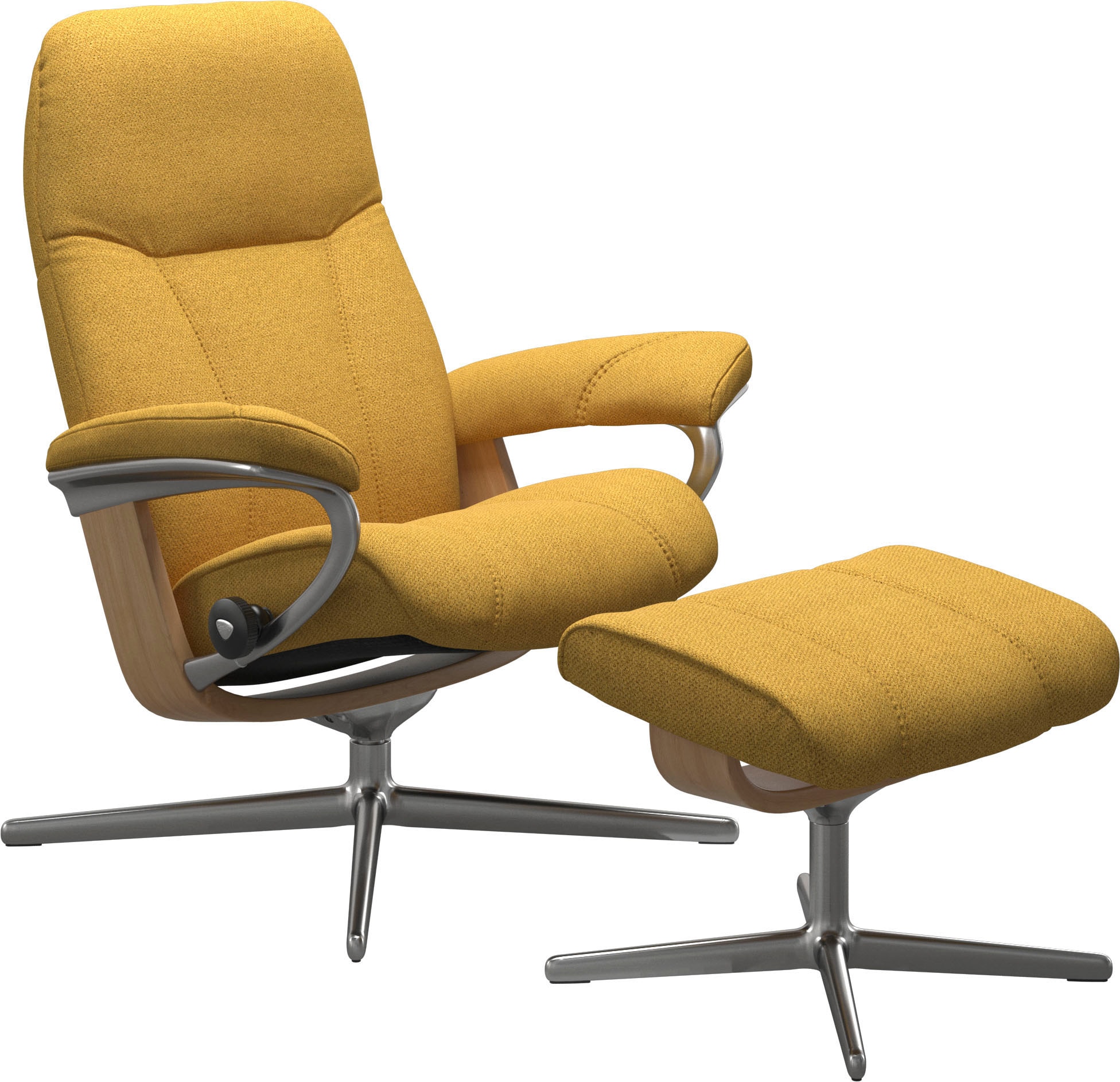 Stressless® Relaxsessel »Consul«, (Set, Relaxsessel mit Hocker), mit Hocker, mit Cross Base, Größe S, M & L, Holzakzent Eiche