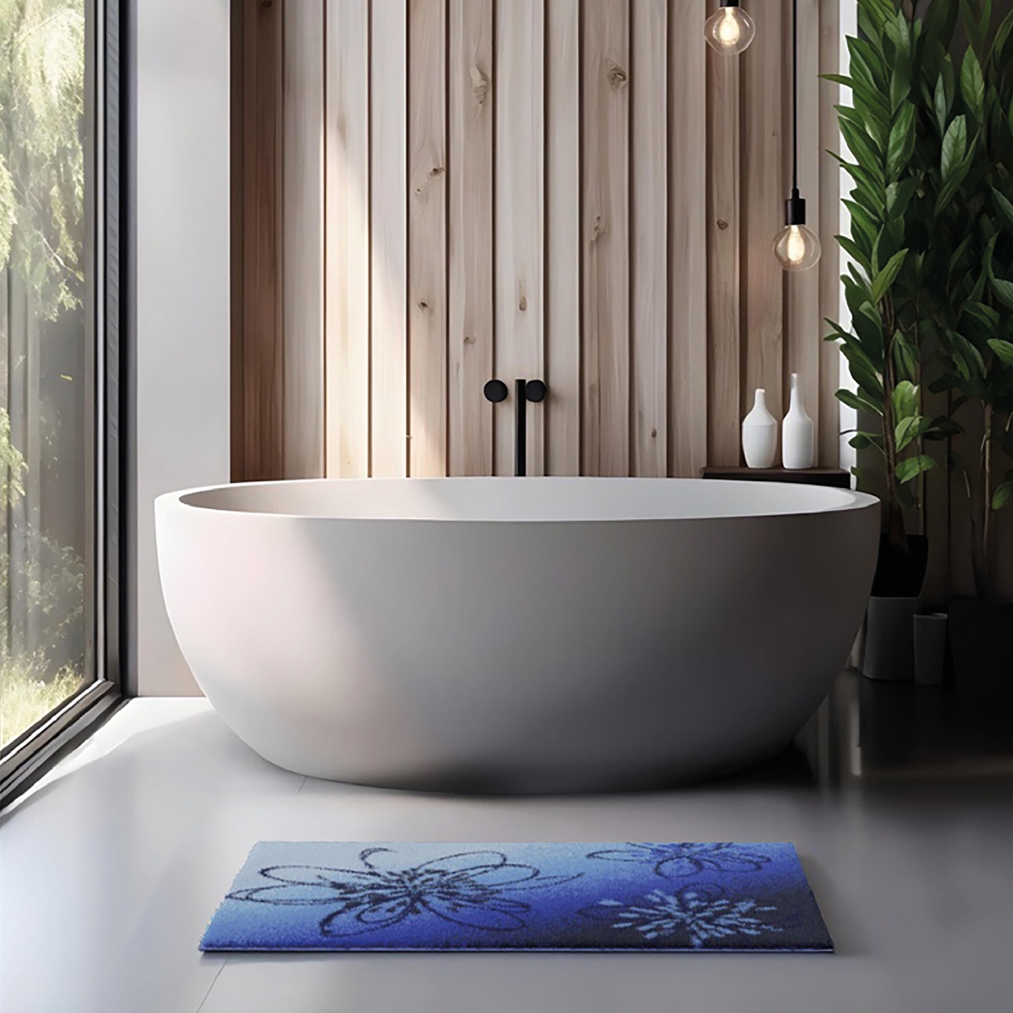 Grund Badematte »Lusia« Höhe 20 mm rutschhemmend beschichtet fußbodenheizungsgeeignet Florales Design mit sanftem Farbverlauf, 5 Jahre Garantie