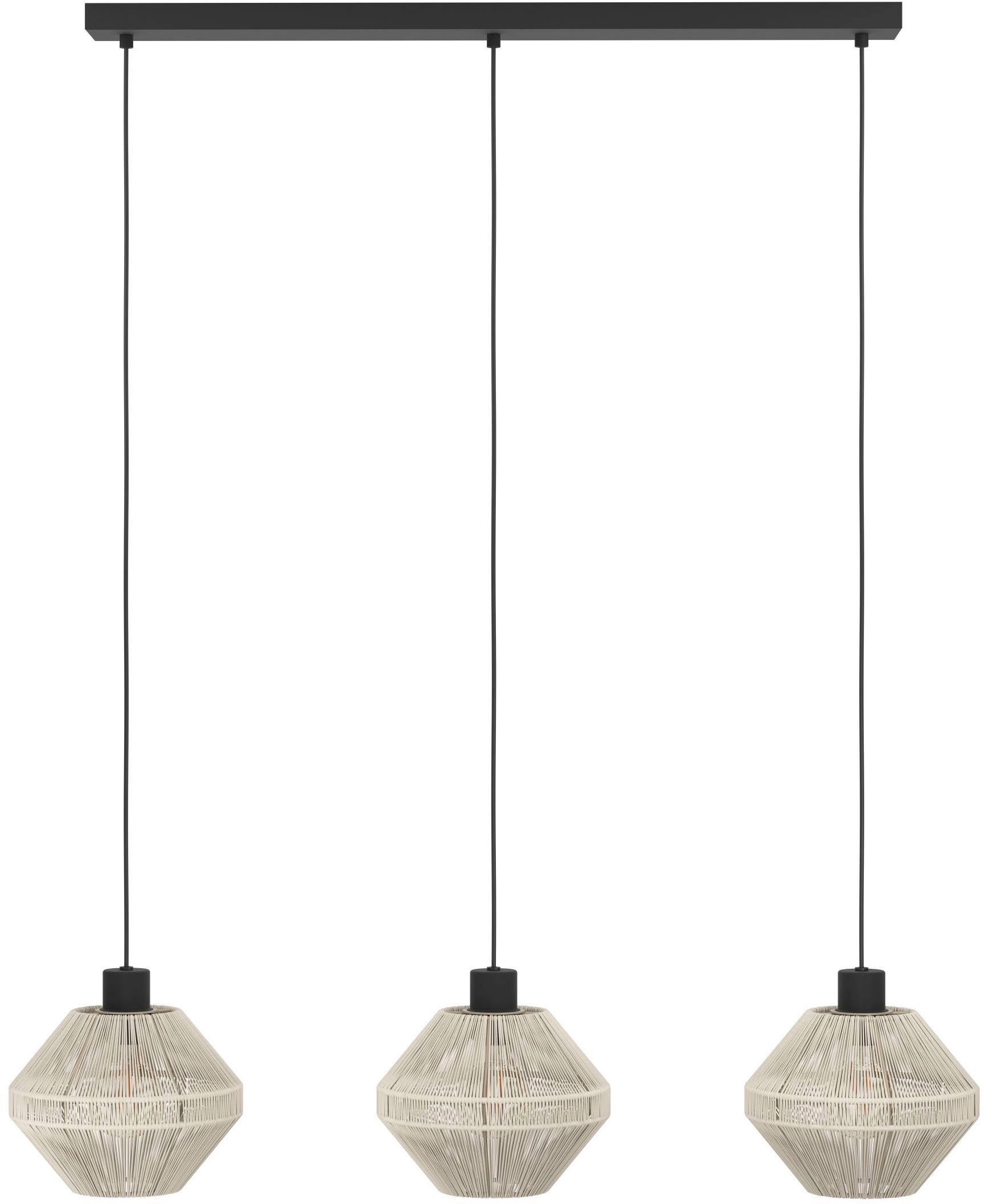 EGLO Hängeleuchte »Midsumer Hängelampe, Esszimmerlampe japanisch, Metall und Textil, E27« E27 1 Stk. Hängeleuchte - L92 x B22 x H110 cm - schwarz - 3X40W exkl.