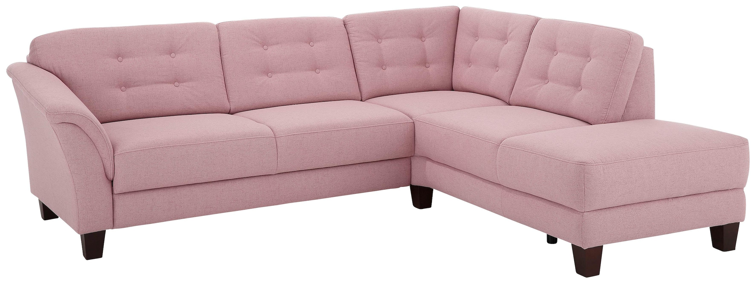 Home affaire Ecksofa »Trondheim L-Form«, mit Federkern und Knopfheftung im Rücken, Füße Buche dunkel