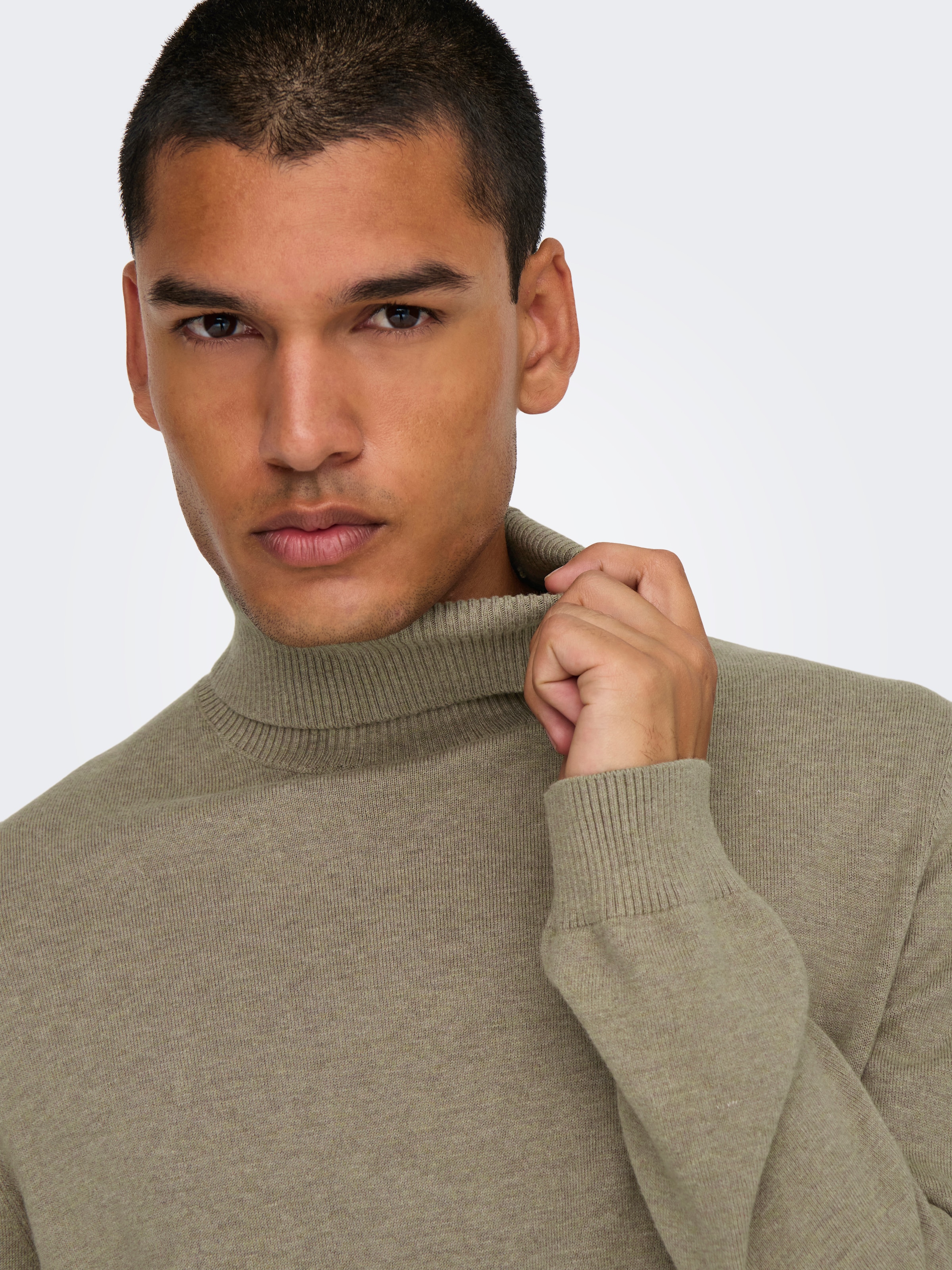 ONLY & SONS Stehkragenpullover »ONSLOUI REG 12 MEL ROLL KNIT NOOS«