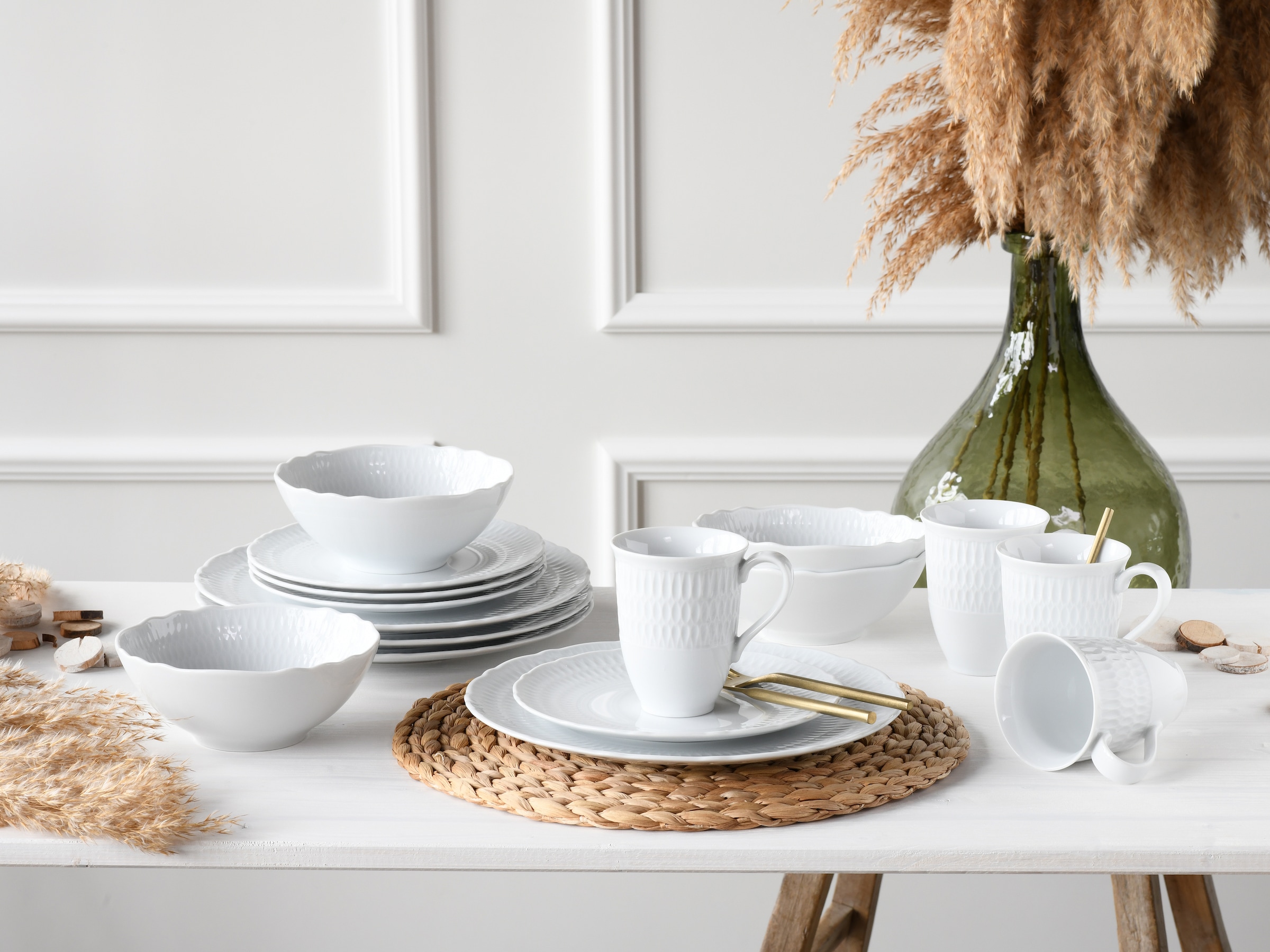 CreaTable Kombiservice »Sofia, Kombi-Service 16 tlg« Klassisch-elegantes Relief