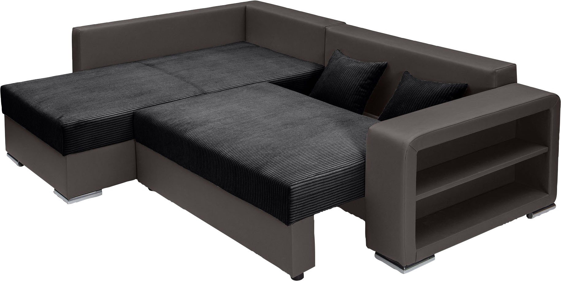 COLLECTION AB Ecksofa »John L-Form«, Regalarmlehne,Bettfunktion,Bettkasten,Ottomane beiseitig montierbar