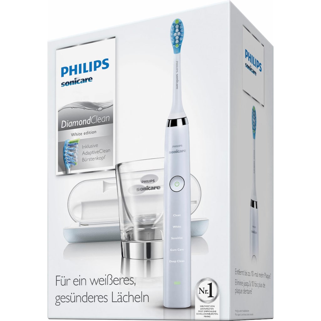 Philips Sonicare Schallzahnbürste »HX9339/89 Diamond Clean Neue Generation«, 1 St. Aufsteckbürsten, inkl. USB-Reise-Ladeetui & Ladeglas