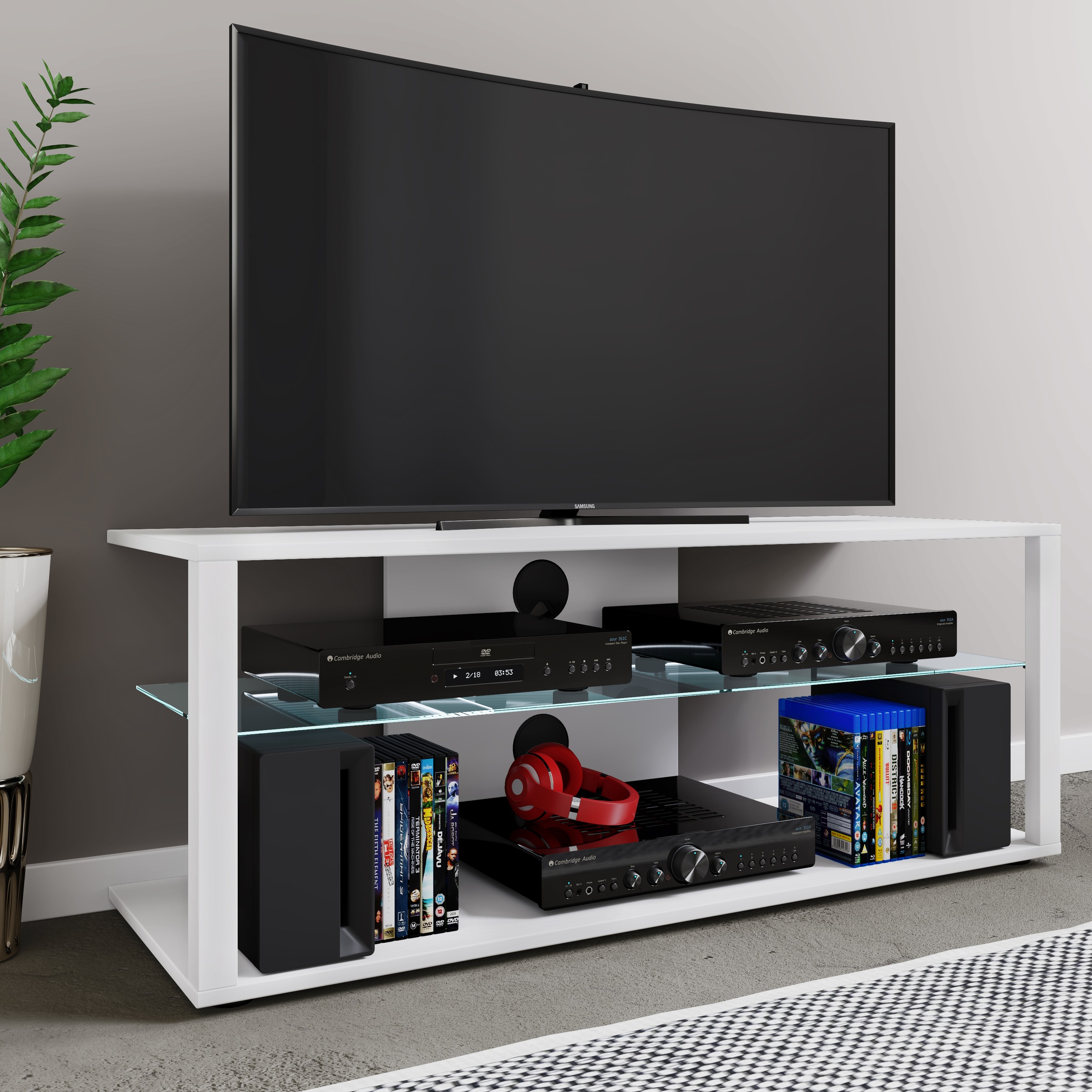 VCM TV-Board »VCM TV Möbel | Lowboard | Fernsehregal mit ausreichend Stauraum | Maße H. 45 x B. 115 x T. 41 cm | Fernseh Möbel ¿ Folas XL«, (VCM Folas)