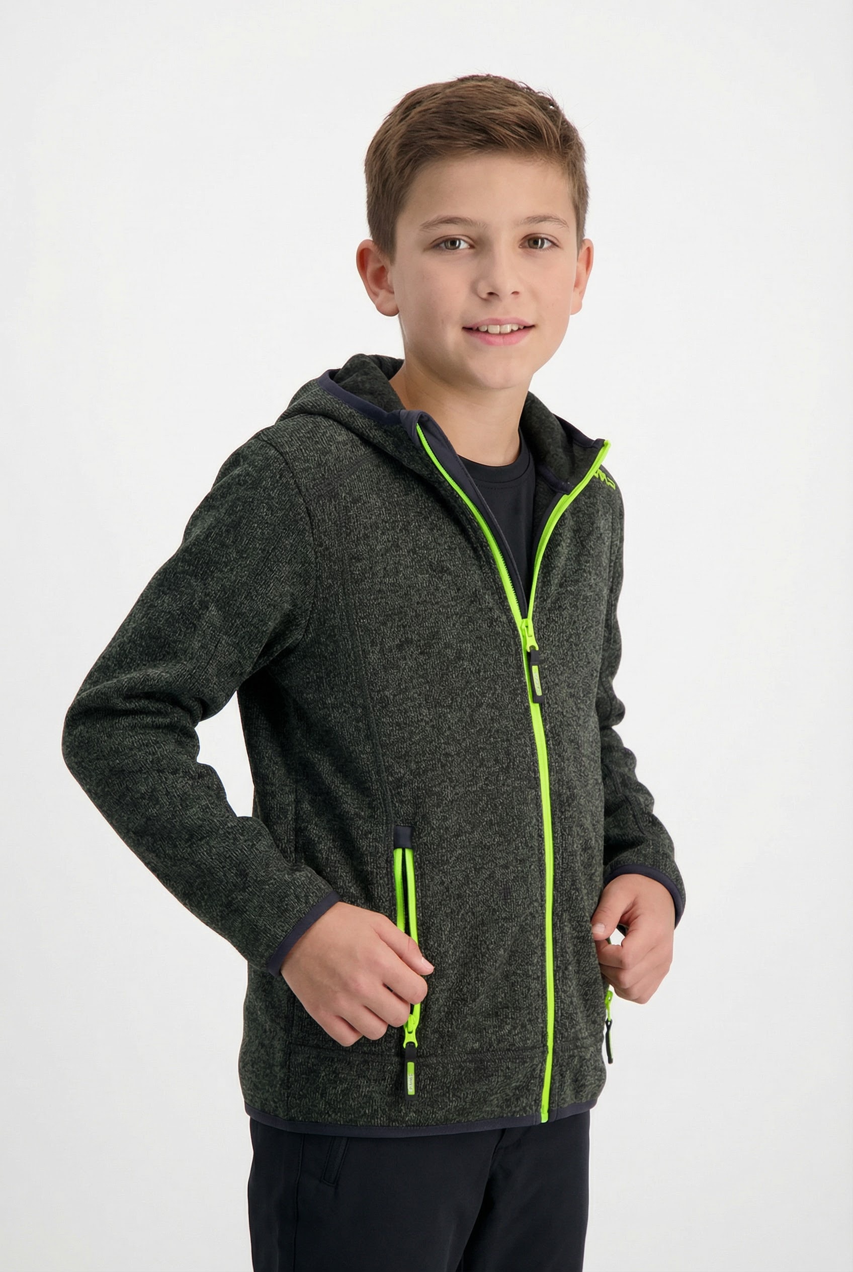 CMP Strickfleecejacke »KID JACKET FIXED HOOD« mit Kapuze wasserabweisend, windabweisend, mit Kapuze, wärmeisolierend