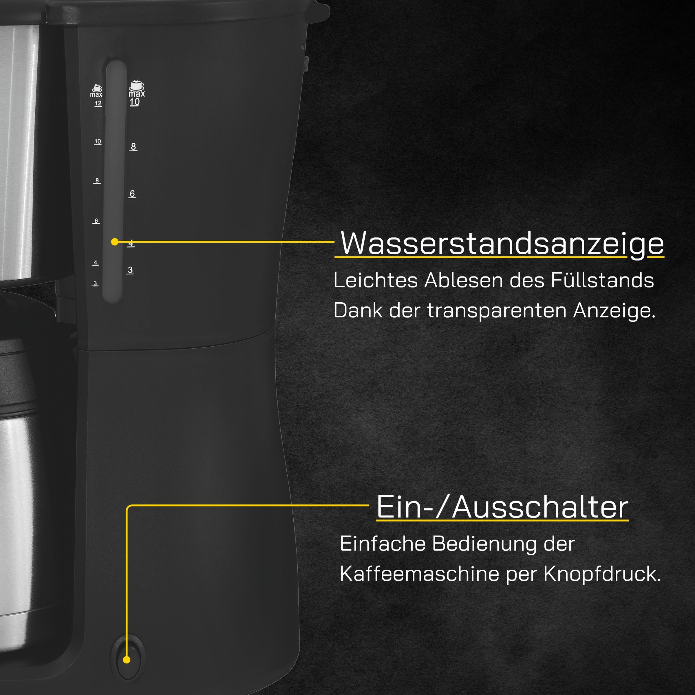 Gutfels Filterkaffeemaschine »COFFEE 2030«, 1,25 l Kaffeekanne, Papierfilter, 1x4, 1,25 L Glaskanne, 980 Watt