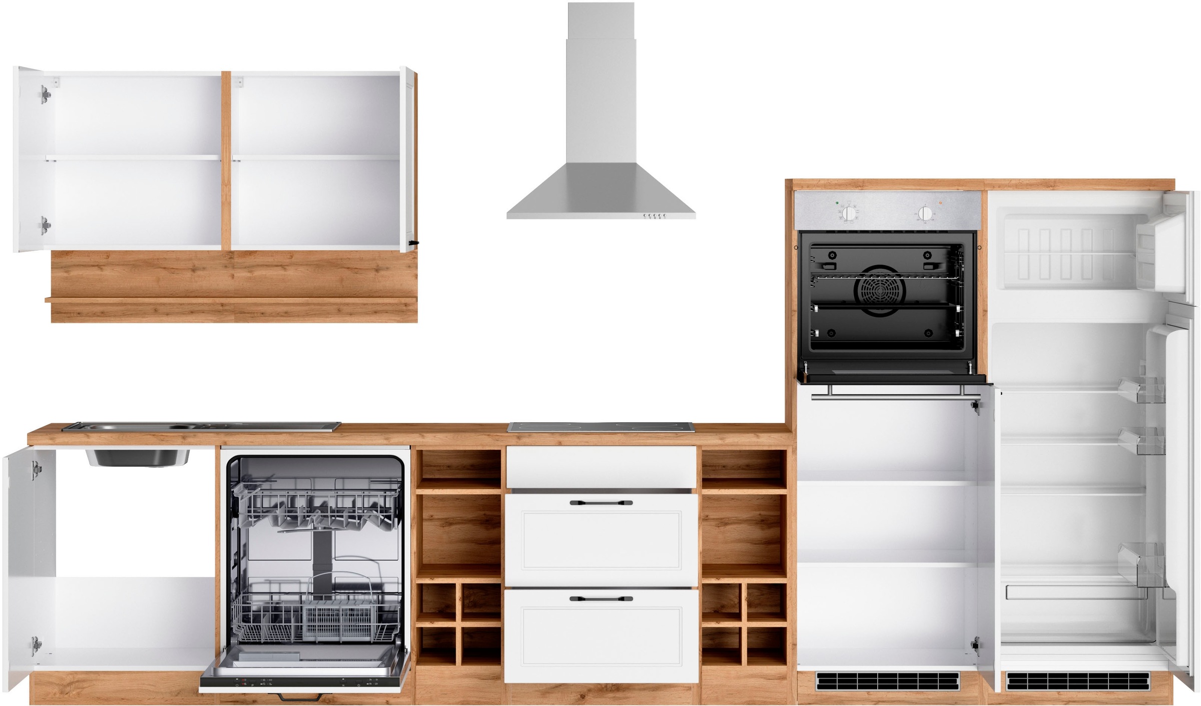 KOCHSTATION Küchenzeile »KS-Lana« 360 cm breit, wahlweise mit oder ohne E-Geräte