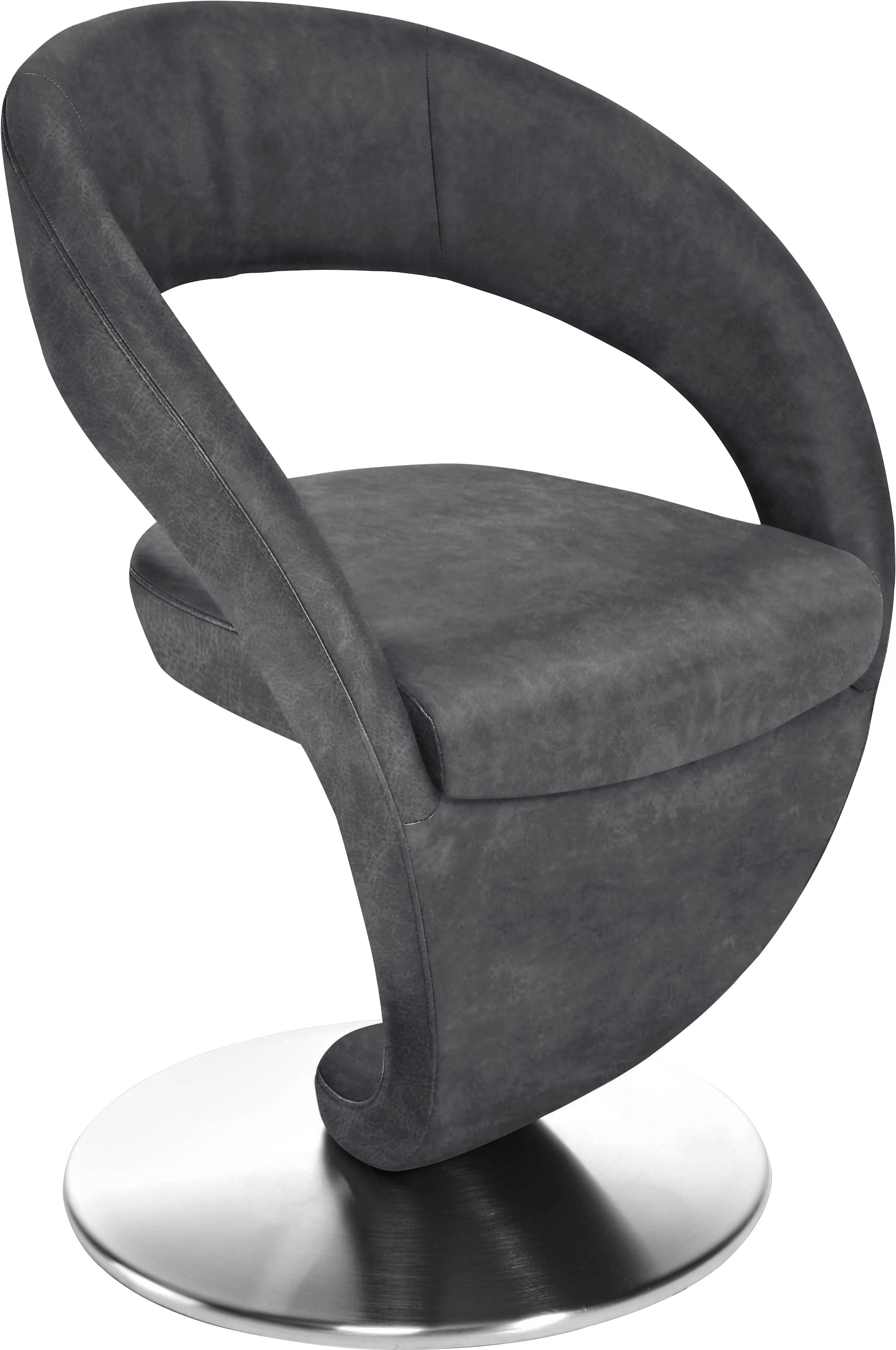 K+W Komfort & Wohnen "Wave, Drehstuhl, Polsterstuhl" () Design-Drehstuhl, Drehteller in Edelstahloptik