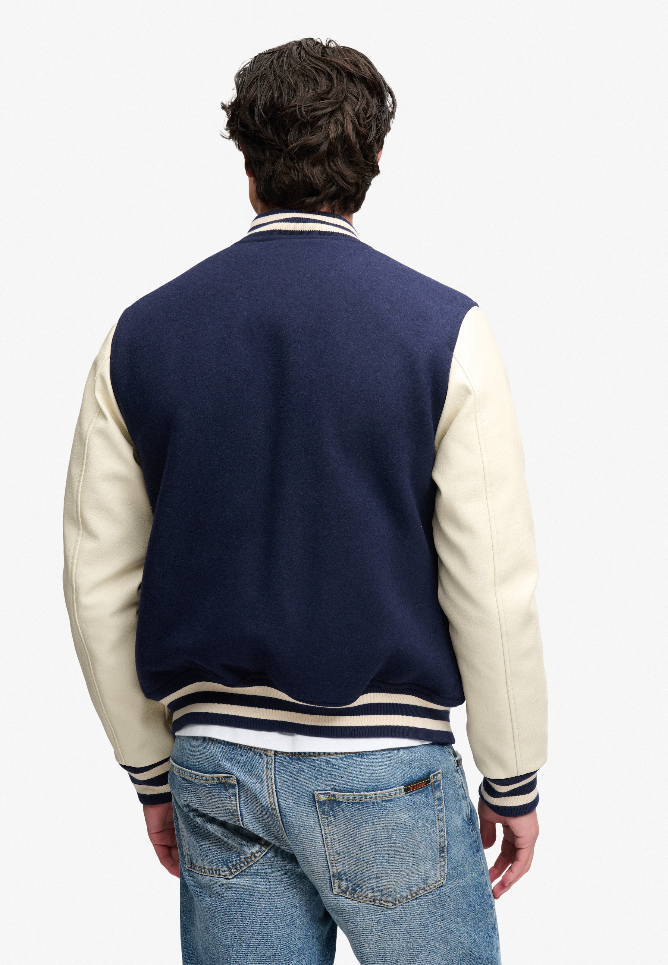 Superdry Collegejacke »VINTAGE PATCHED VARSITY JKT« Materialmix, relaxed fit