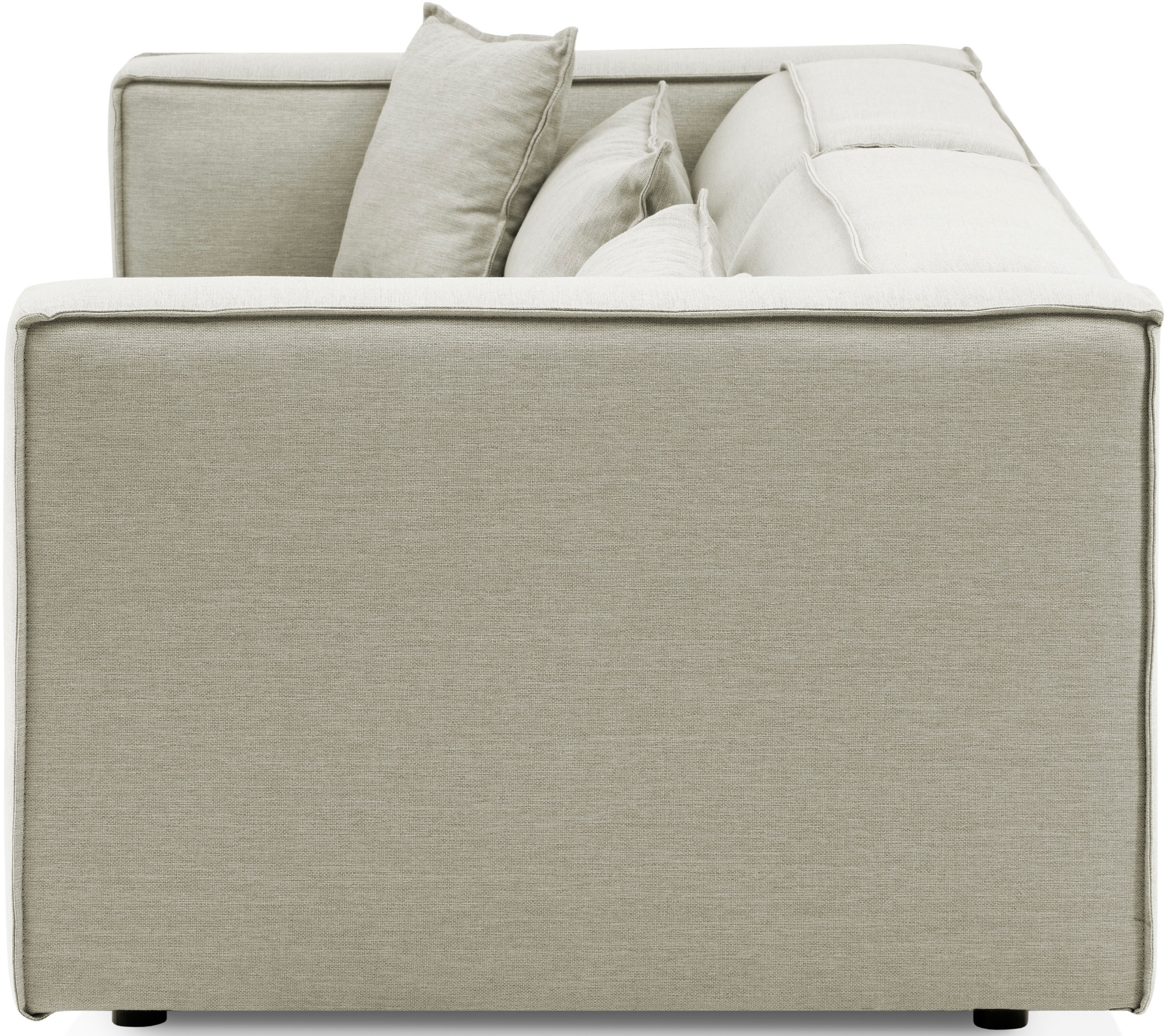LeGer Home by Lena Gercke 3-Sitzer »PIARA, Couch mit Kedernaht, Sofa in Cord oder Leinenoptik«, schwarze Füße, bequemer Sitzkomfort