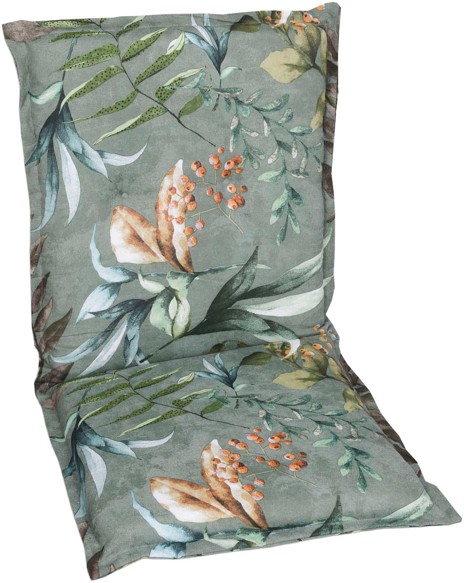 GO-DE Sesselauflage Blätter / Beeren grün - Maße BxLxH ca.: 50 cm x 100 cm x 7 cm
