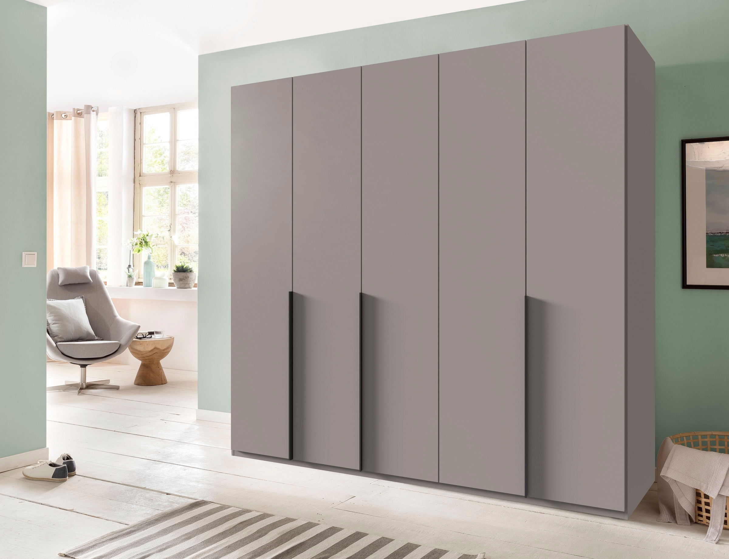 Wimex Kleiderschrank »Mugano,in 8 Breiten,3 Höhen,2 Tiefen, viele Farben, Made in Germany«, (in Basic oder Premium Ausstattung mit 2 weiteren Einlegeböden), mit langen oder kurzen Griffen aus Metall, mit oder ohne Spiegel