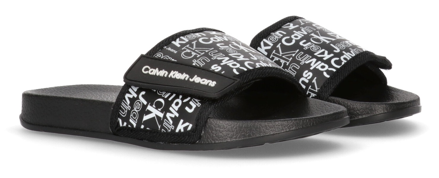 Calvin Klein Jeans Badepantolette »AOP POOL SLIDE«, Sommerschuh, Schlappen, Badeschuh, Poolslides mit Logoschriftzügen