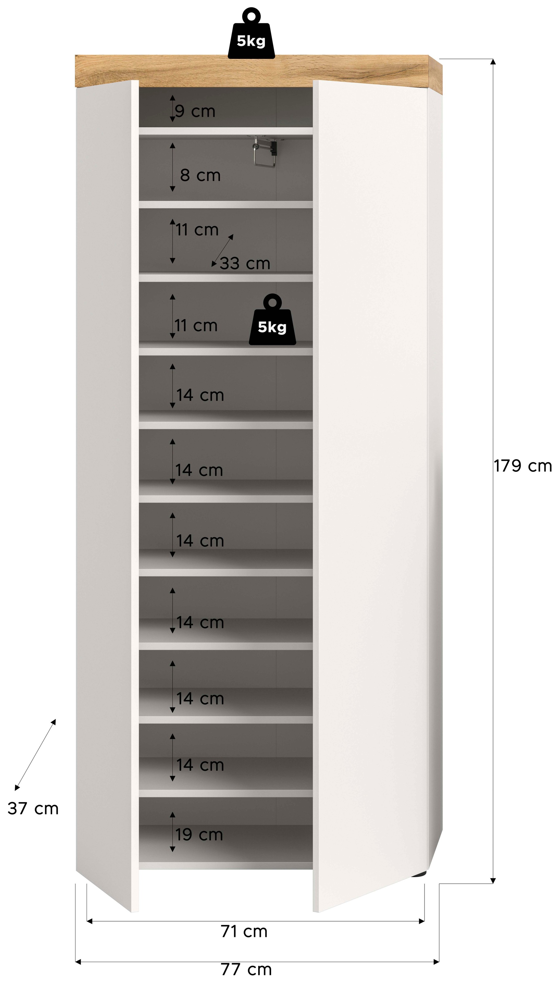 OTTO home Schuhschrank »MAMBO, TOPSELLER!, Höhe 179cm, stehend & hängend, push-2-open« 2 farbige Ausführung, 1 Stk. tlg. Schuhschrank, Schuhkommode, Flur, Diele