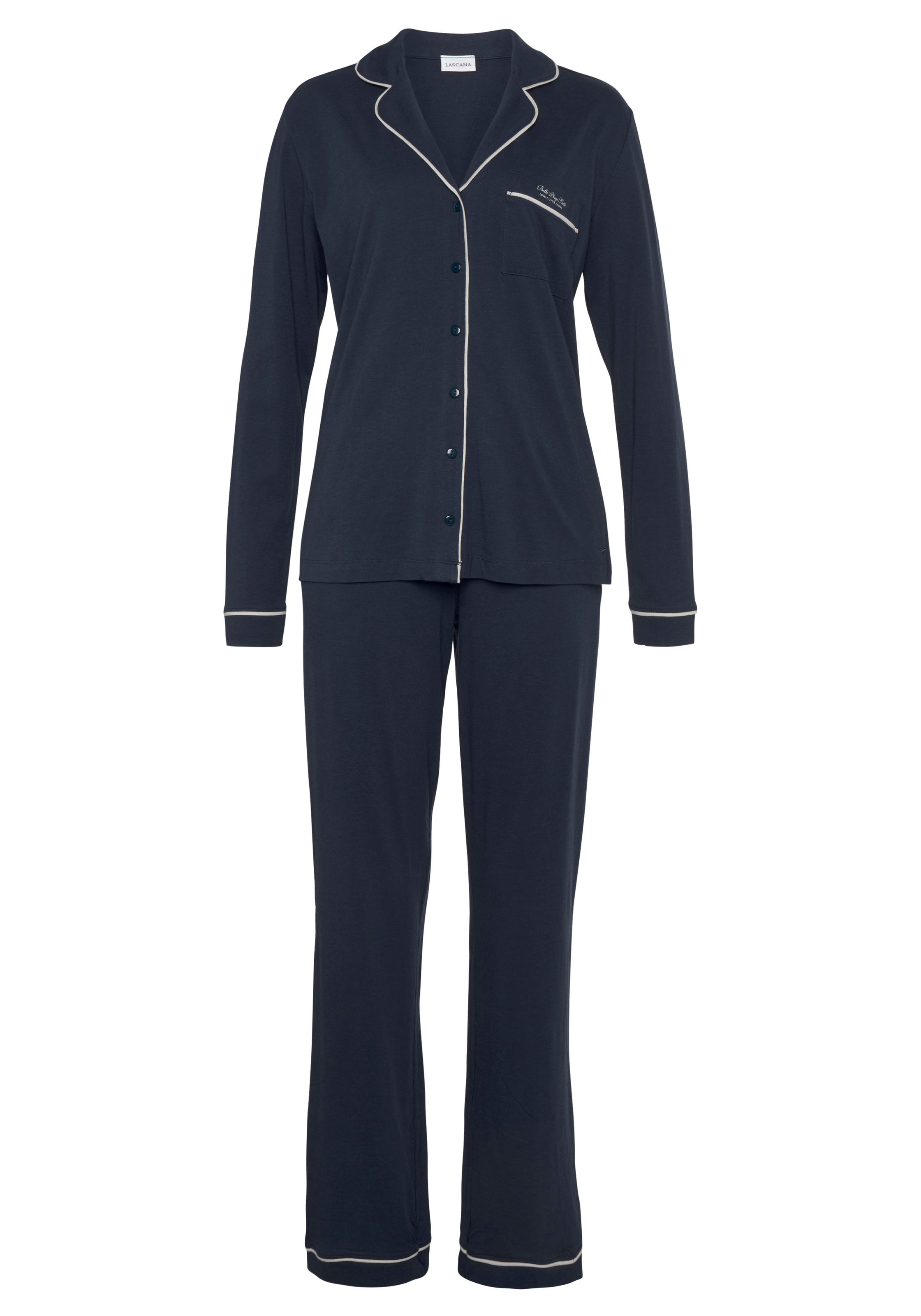 LASCANA Pyjama 2 Stk. tlg., mit Kontrastpaspeln