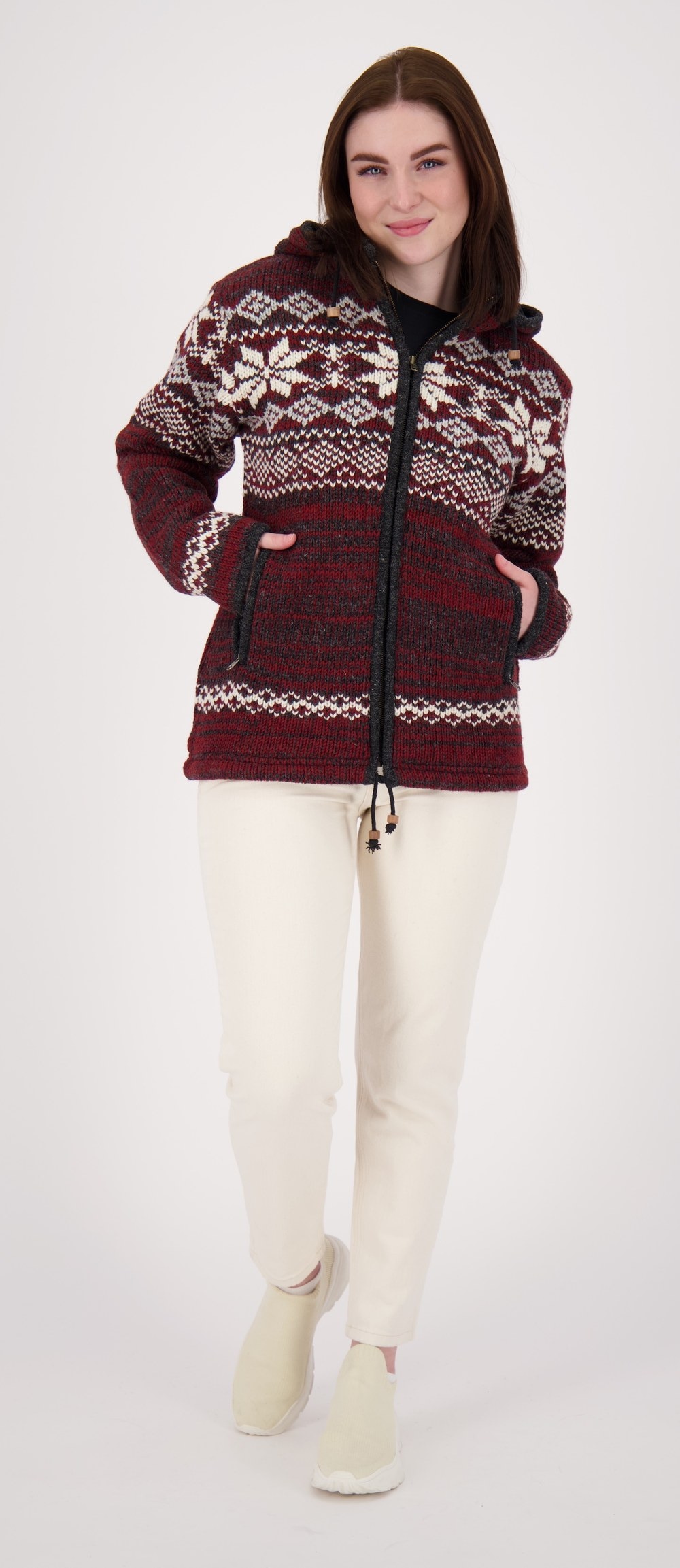 DEPROC Active Strickfleecejacke »ANNAPURNA« mit Kapuze mit Kapuze und weichem Fleece gefüttert