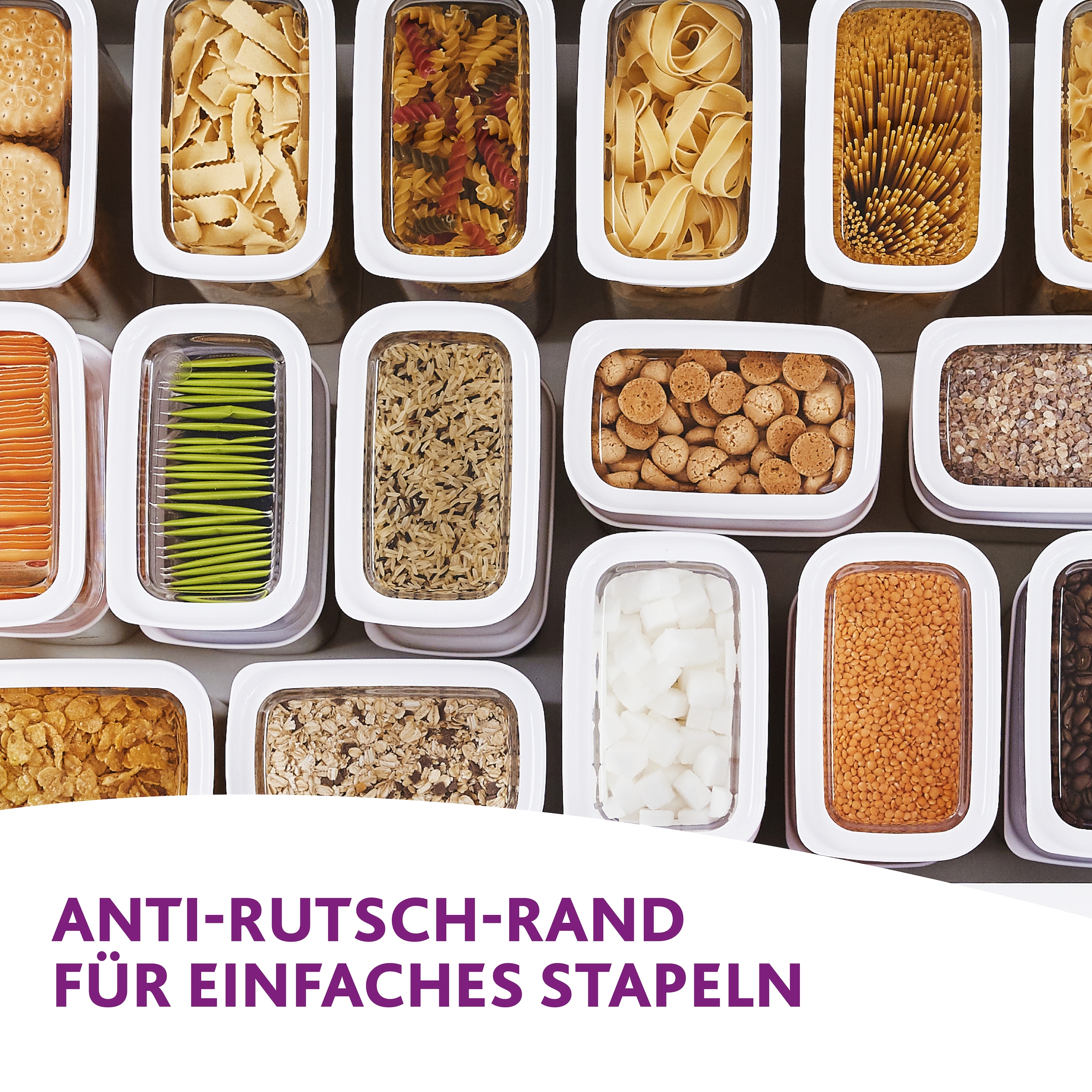 Emsa Vorratsdose »Optima«, (2 tlg.), 1,6 Liter, rechteckig, Schiebedeckel, frische Dichtung, Stapelränder