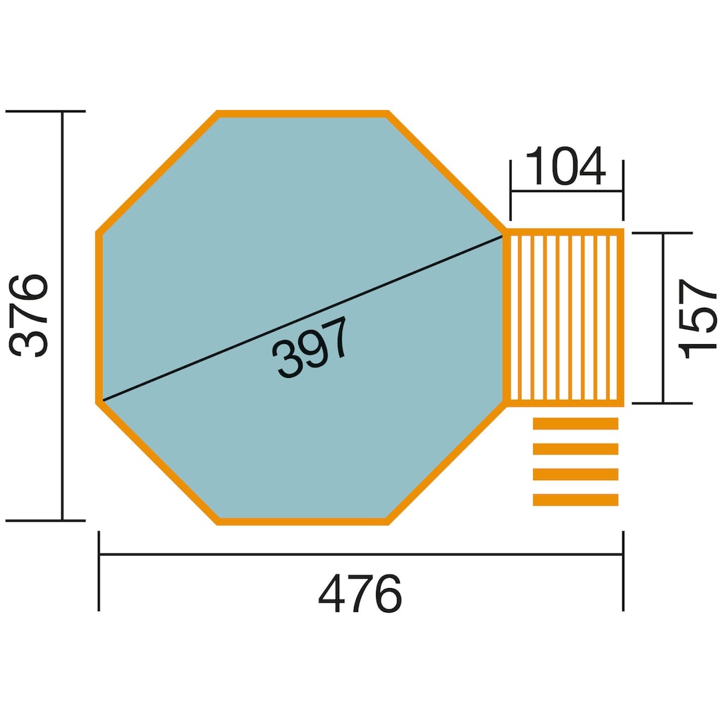 weka Achteckpool »Mali 2«, (Set, 4 tlg.), Durchmesser xH: 397x116 cm, mit Technikraum und Plane