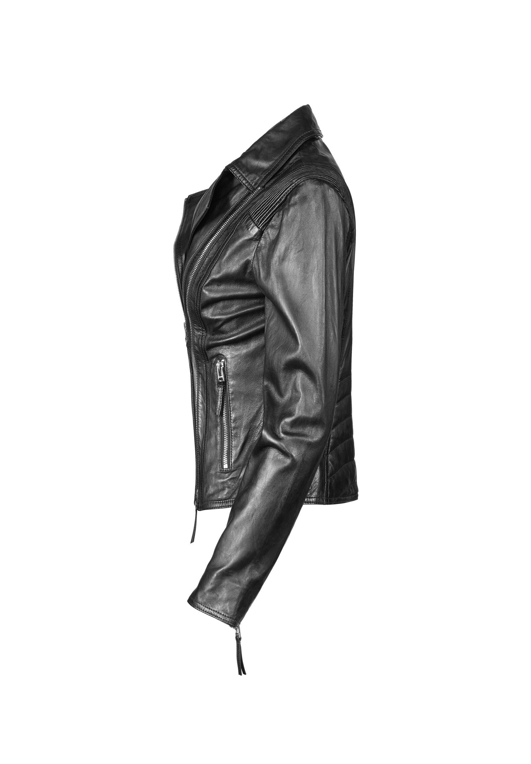 Apple of Eden Lederjacke »Apple of Eden Lederjacke AOE-129« ohne Kapuze mit Reißverschlusstaschen