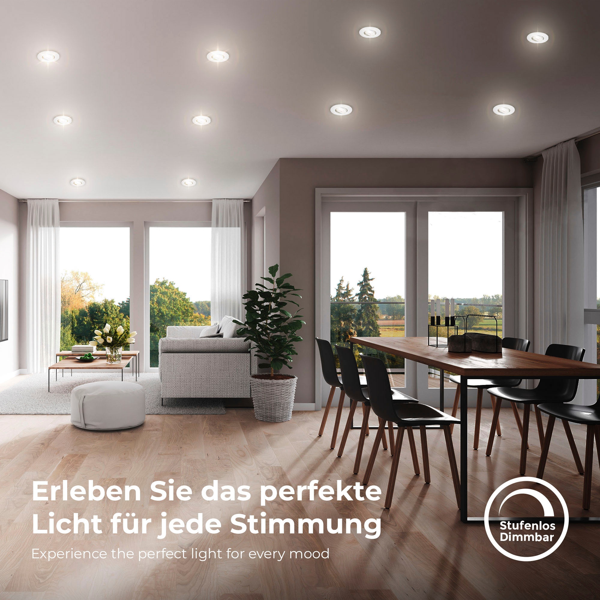 B.K.Licht LED Einbauleuchte »BK_EL1571 LED Einbauleuchten IP65 5er-Set Kunststoff Chrom«,  4,9W 480lm 3.000K
